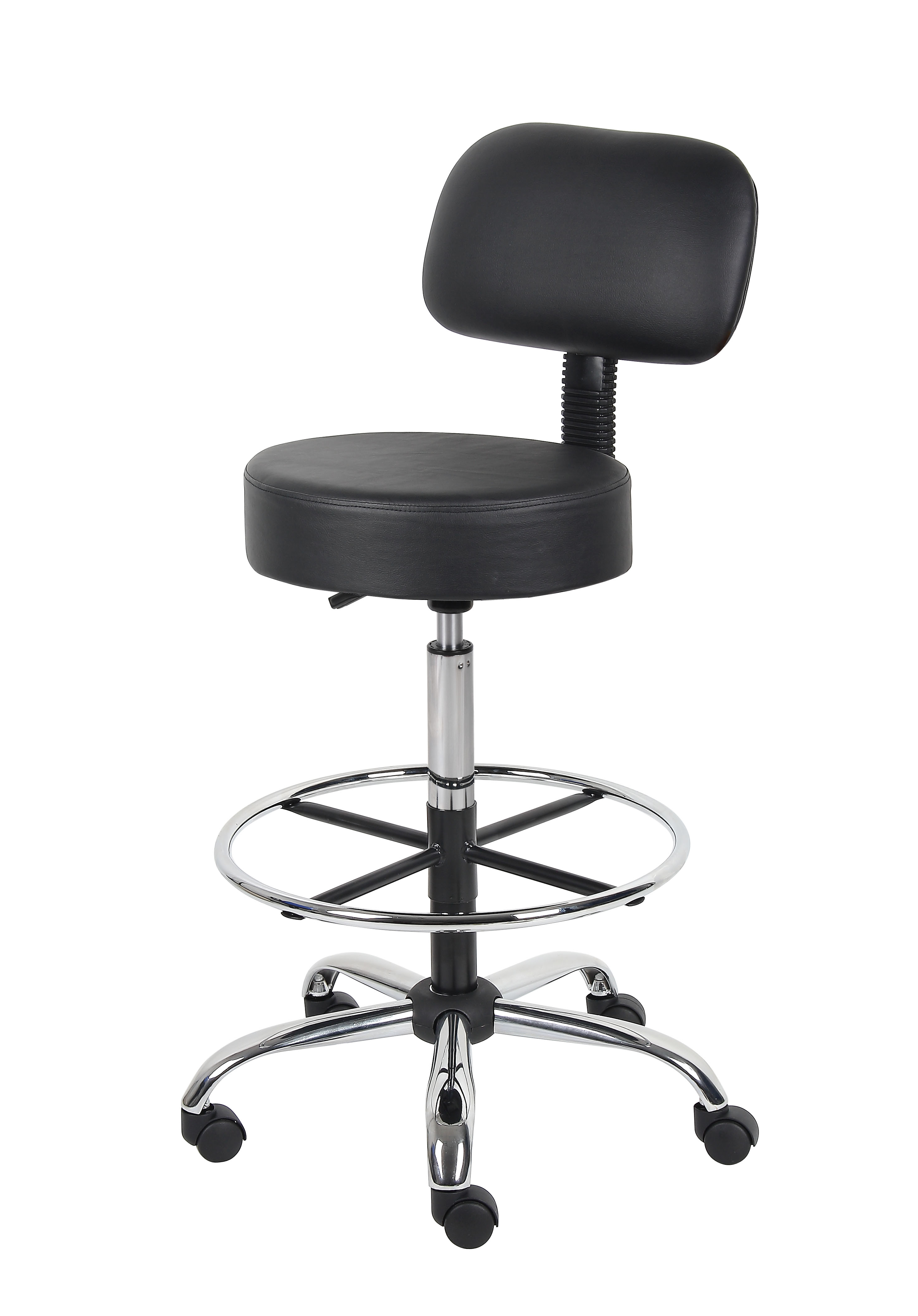 Boss Office AM Vinyl Medical/Drafting Stool with Back, Black - Image 6