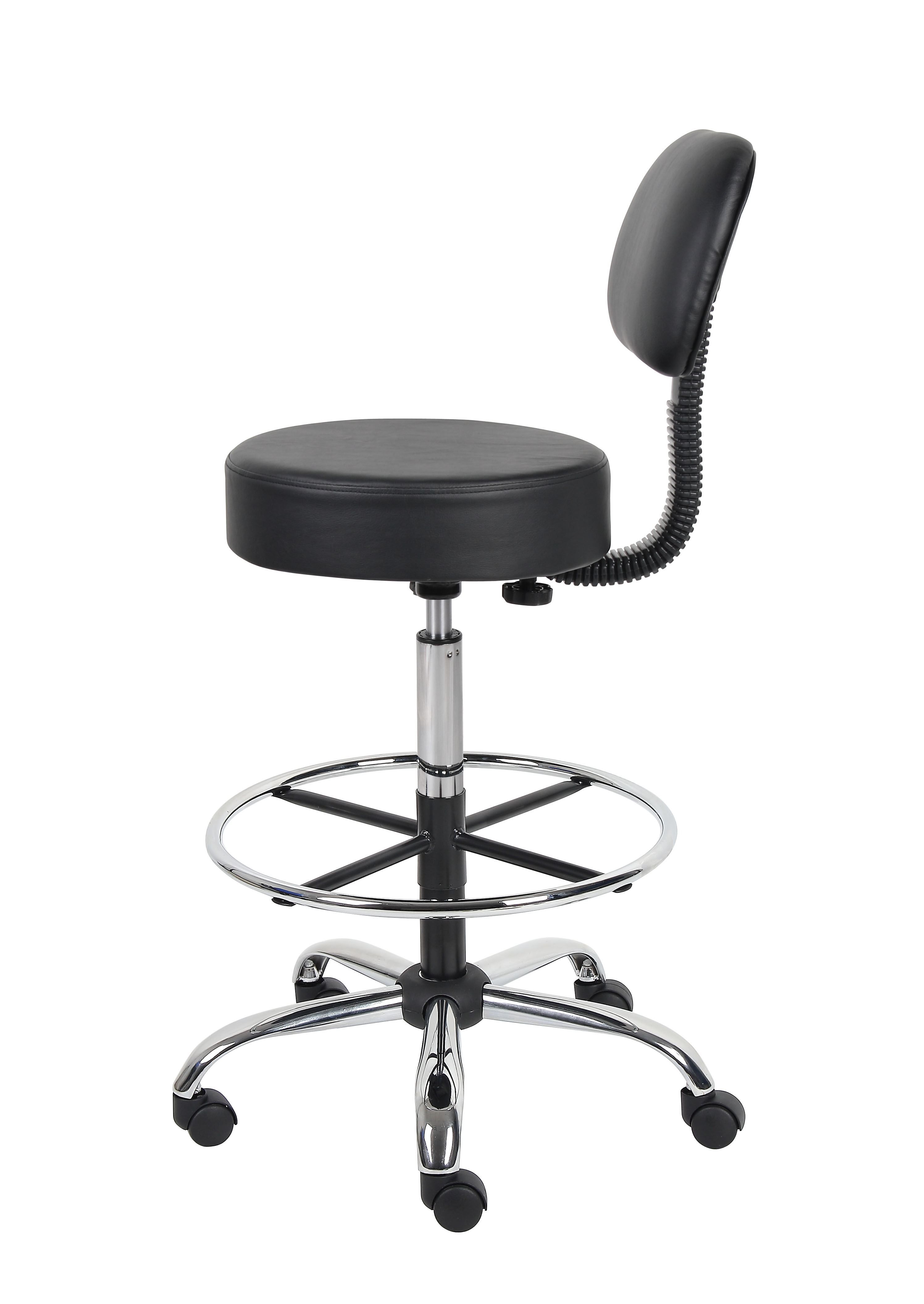 Boss Office AM Vinyl Medical/Drafting Stool with Back, Black - Image 7