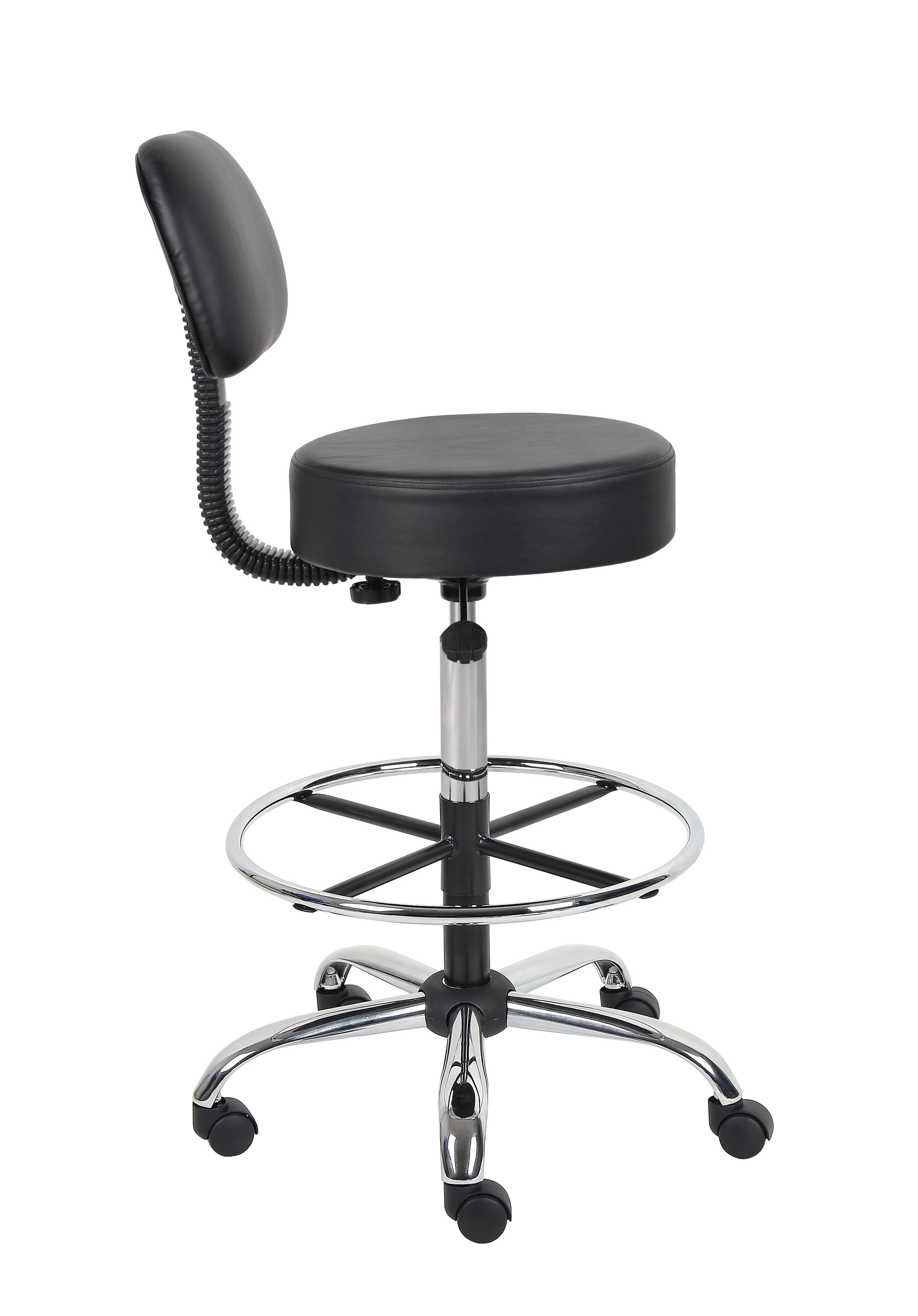 Boss Office AM Vinyl Medical/Drafting Stool with Back, Black - Image 8