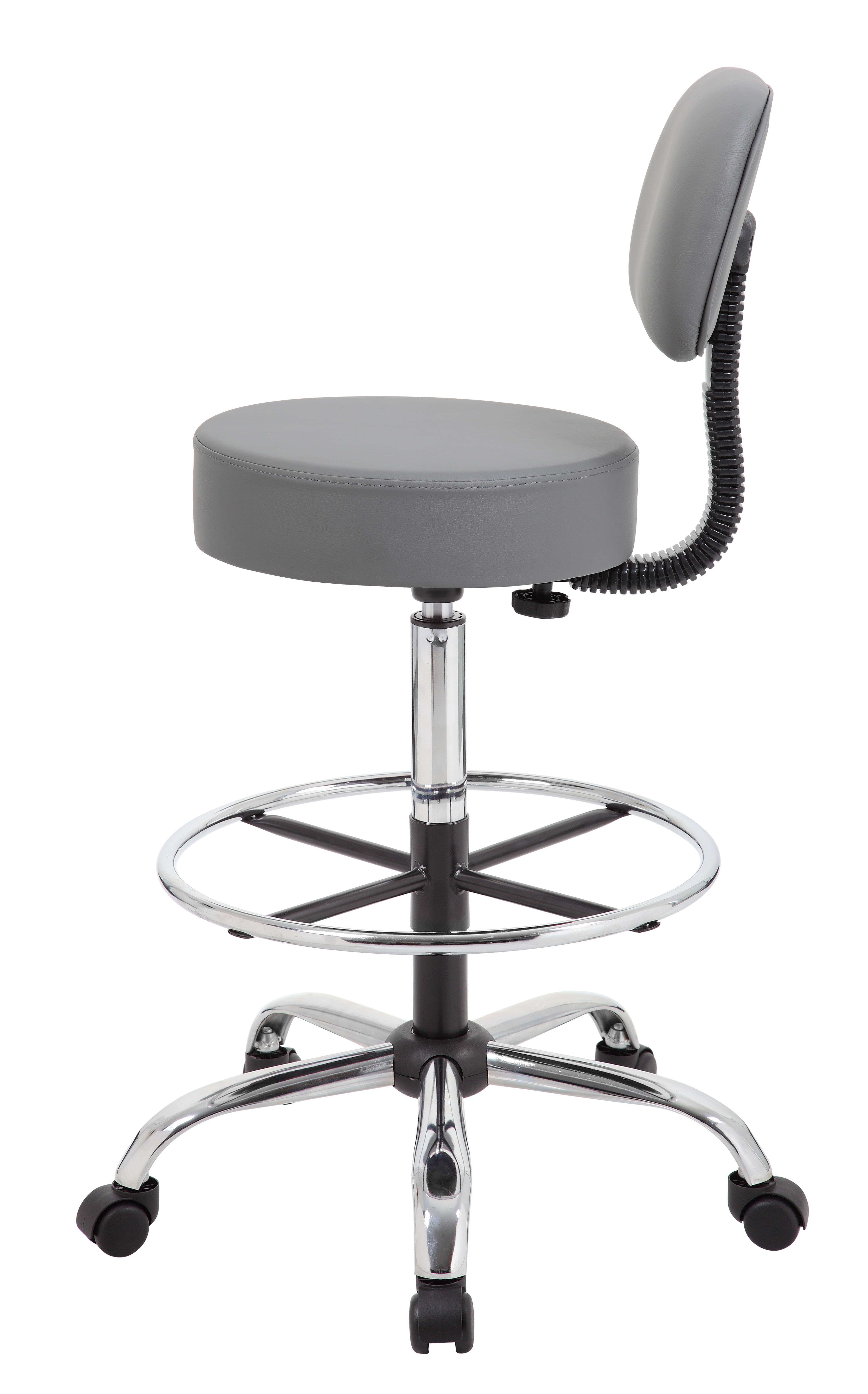 Boss Office AM Vinyl Medical/Drafting Stool with Back, Grey - Image 6