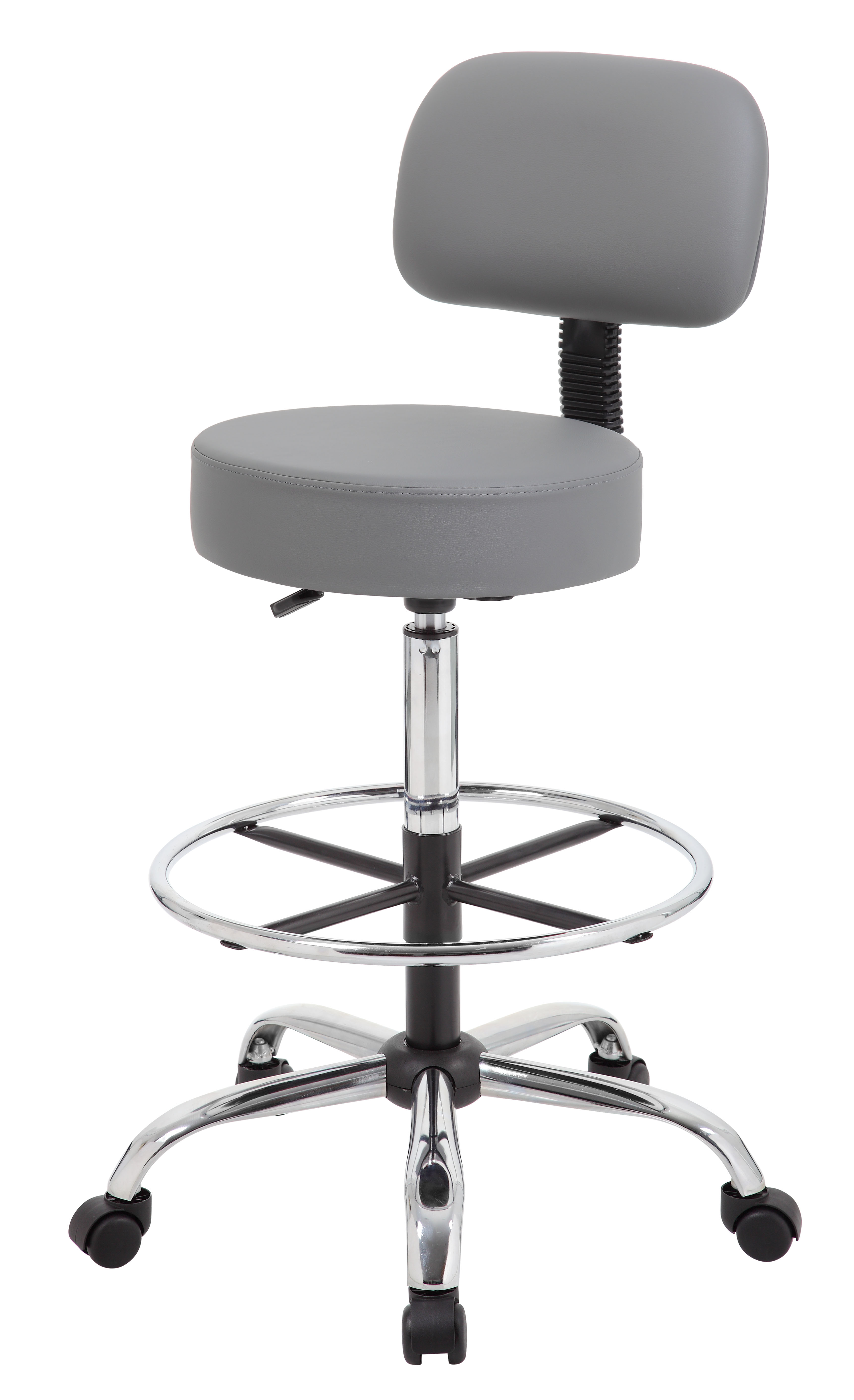 Boss Office AM Vinyl Medical/Drafting Stool with Back, Grey - Image 7