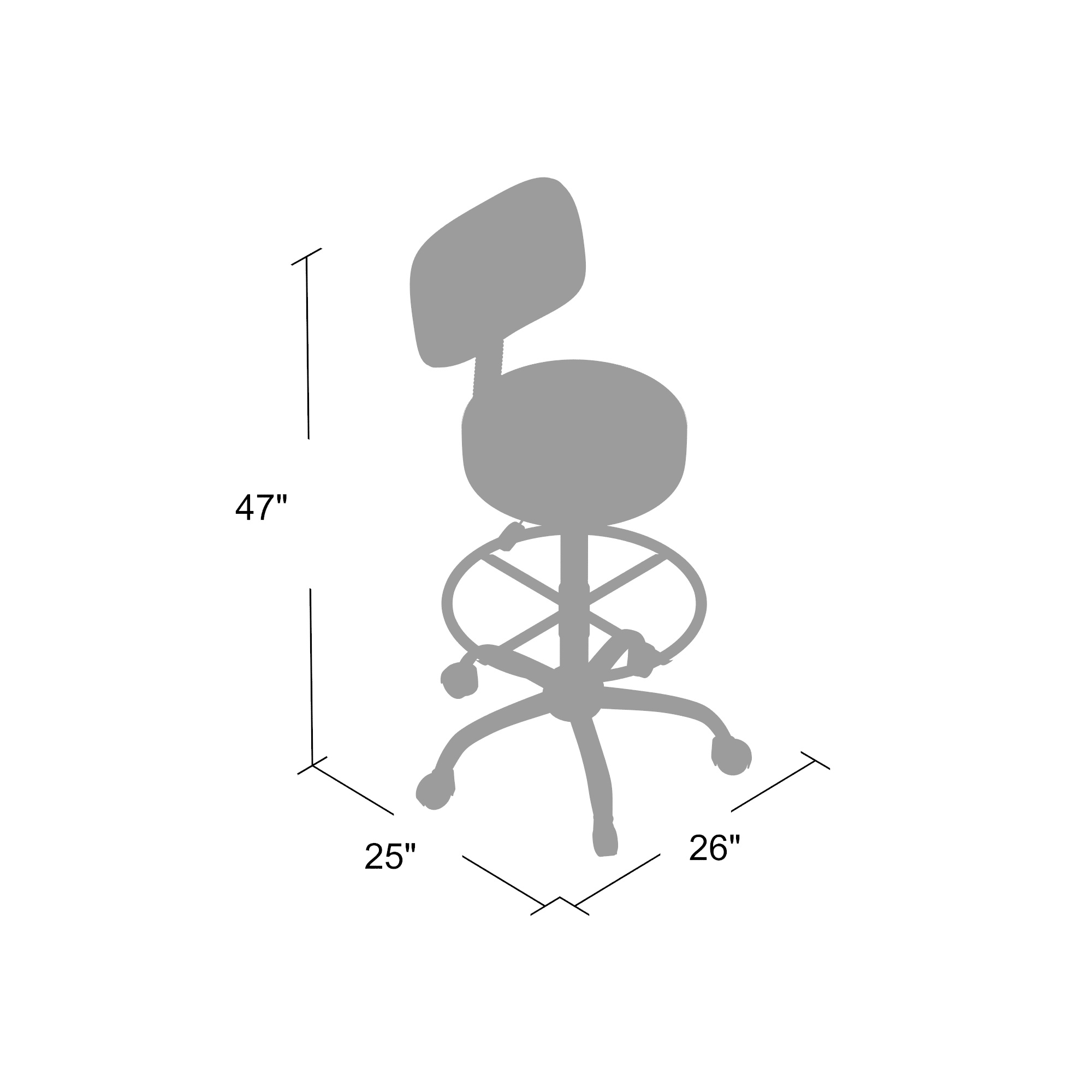 Boss Office AM Vinyl Medical/Drafting Stool with Back, Grey - Image 8