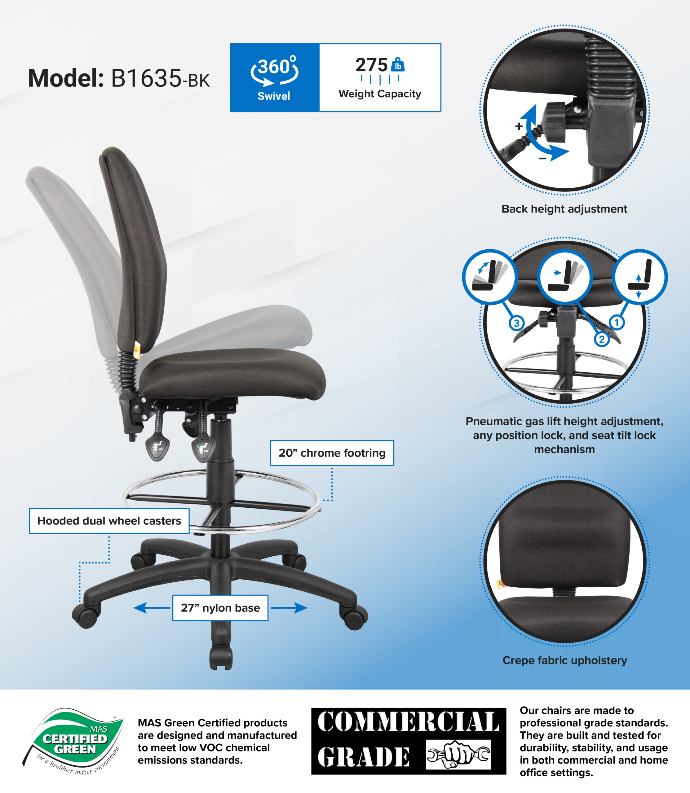 Boss Multi-Function Fabric Drafting Stool - Image 2