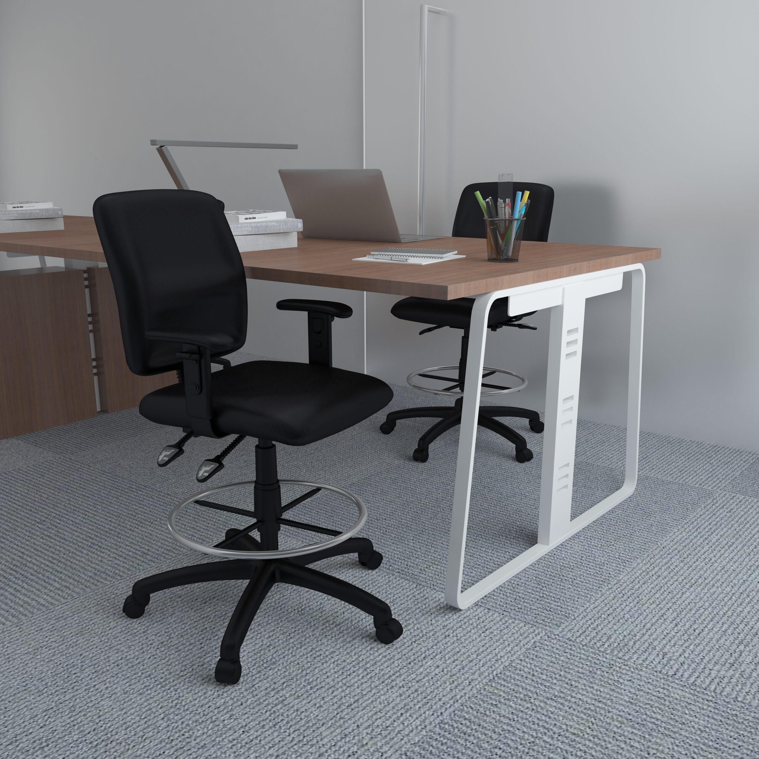 Boss Multi-Function Fabric Drafting Stool W/ Adjustable Arms - Image 9