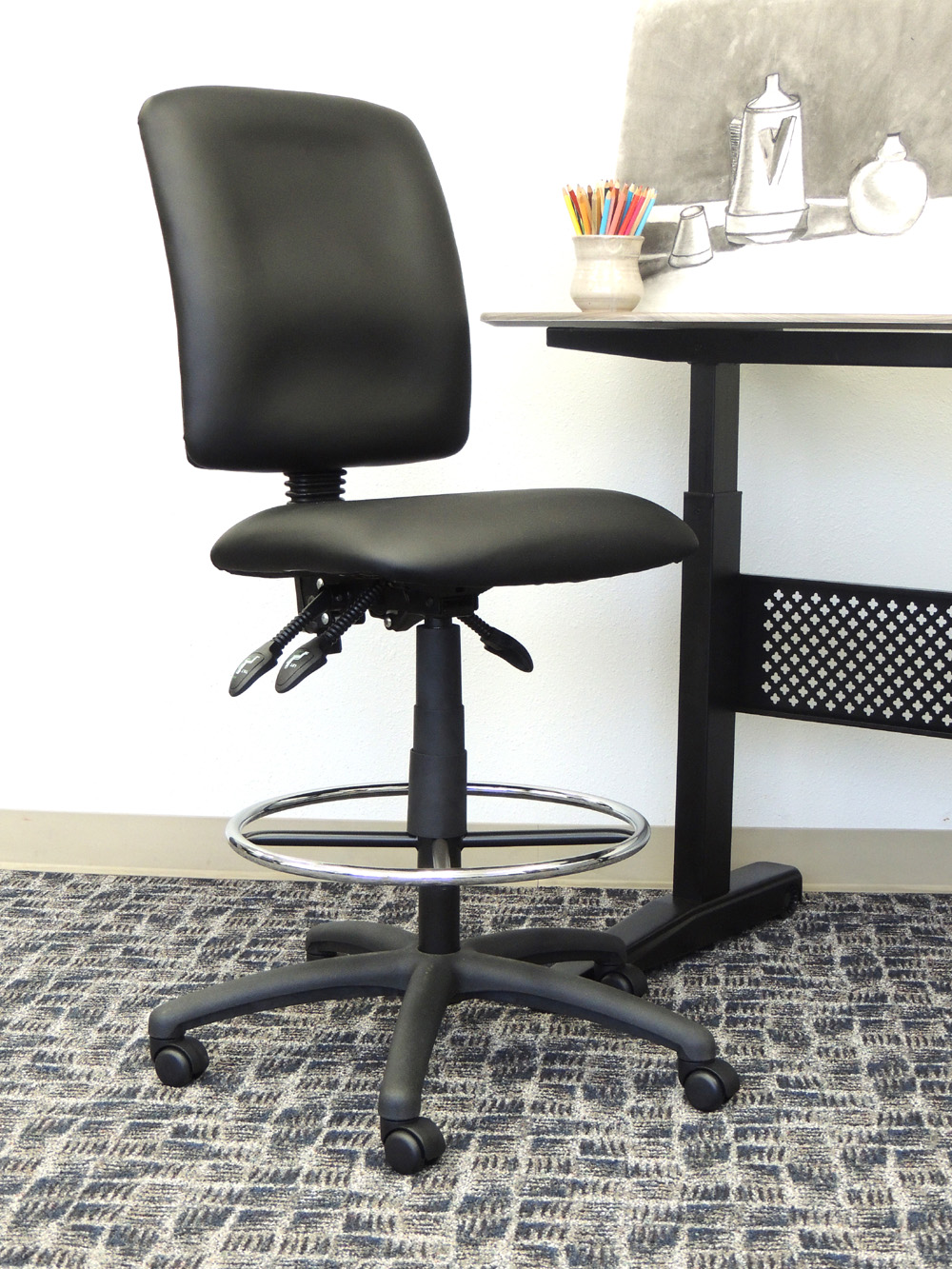 Boss Multi-Function LeatherPlus Drafting Stool - Image 3