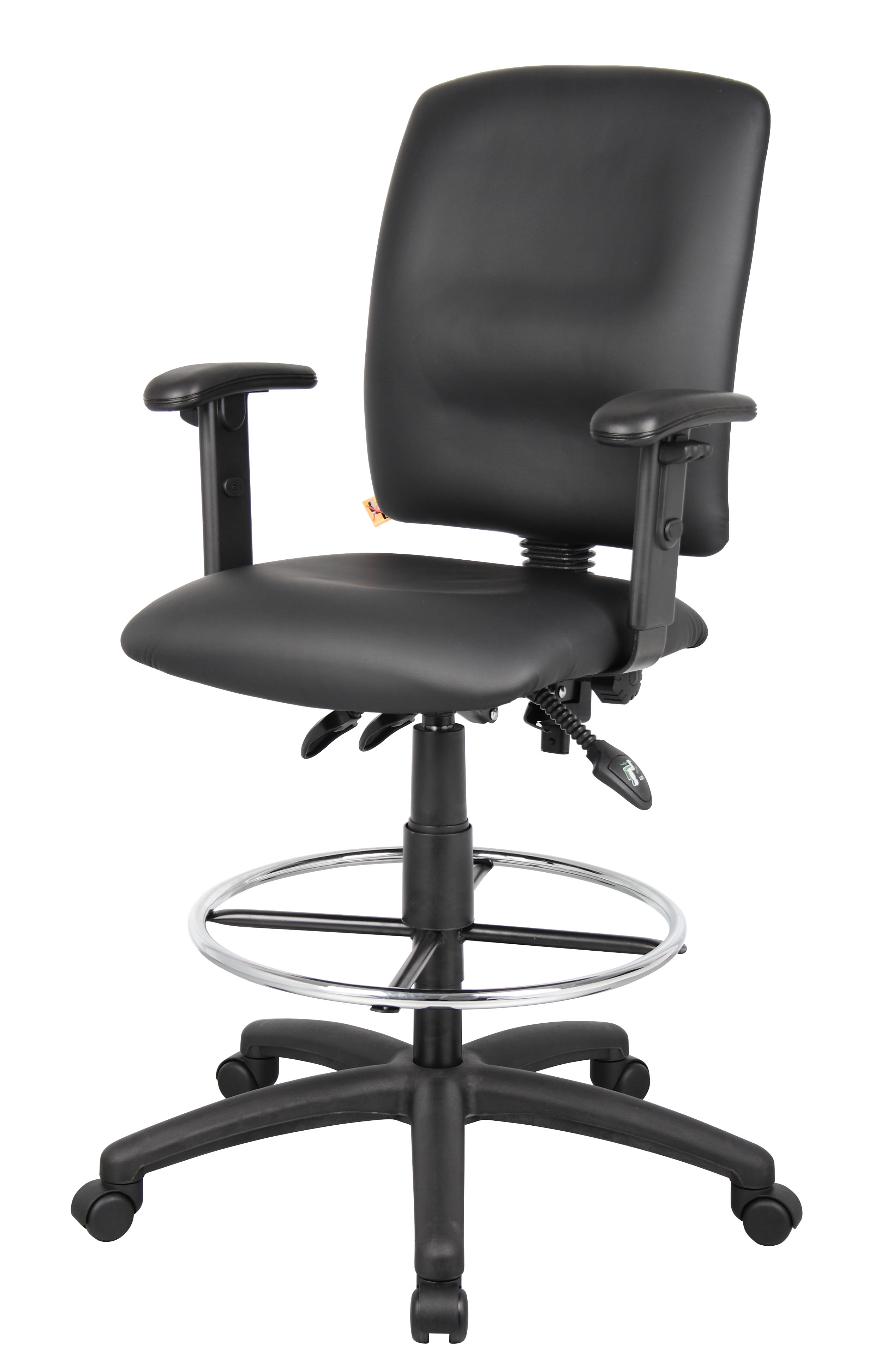 Boss Multi-Function LeatherPlus Drafting Stool W/ Adjustable Arms - Image 4