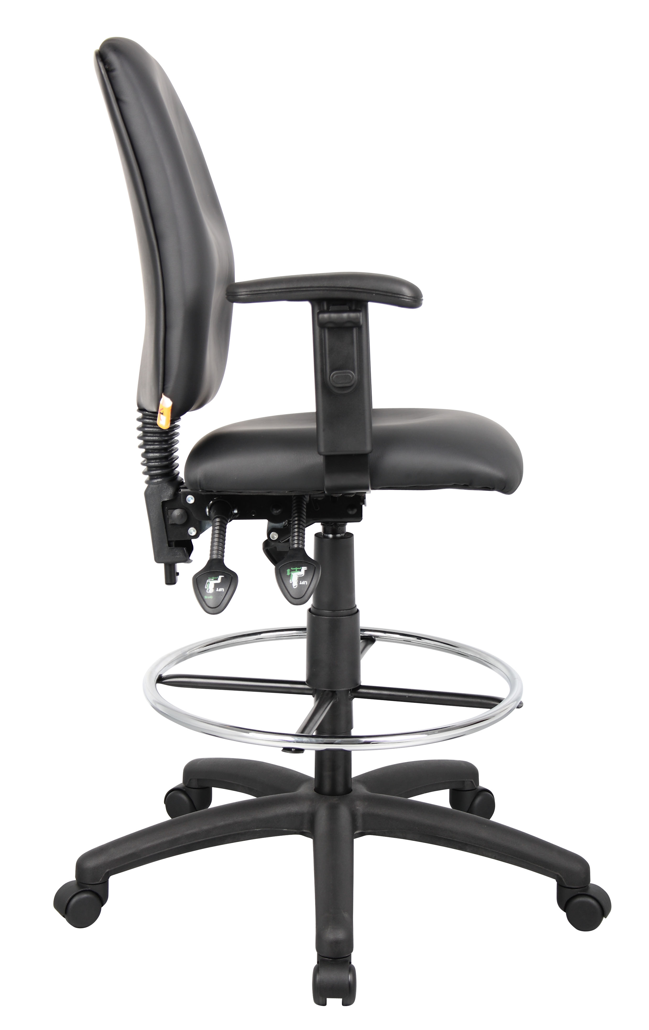 Boss Multi-Function LeatherPlus Drafting Stool W/ Adjustable Arms - Image 6