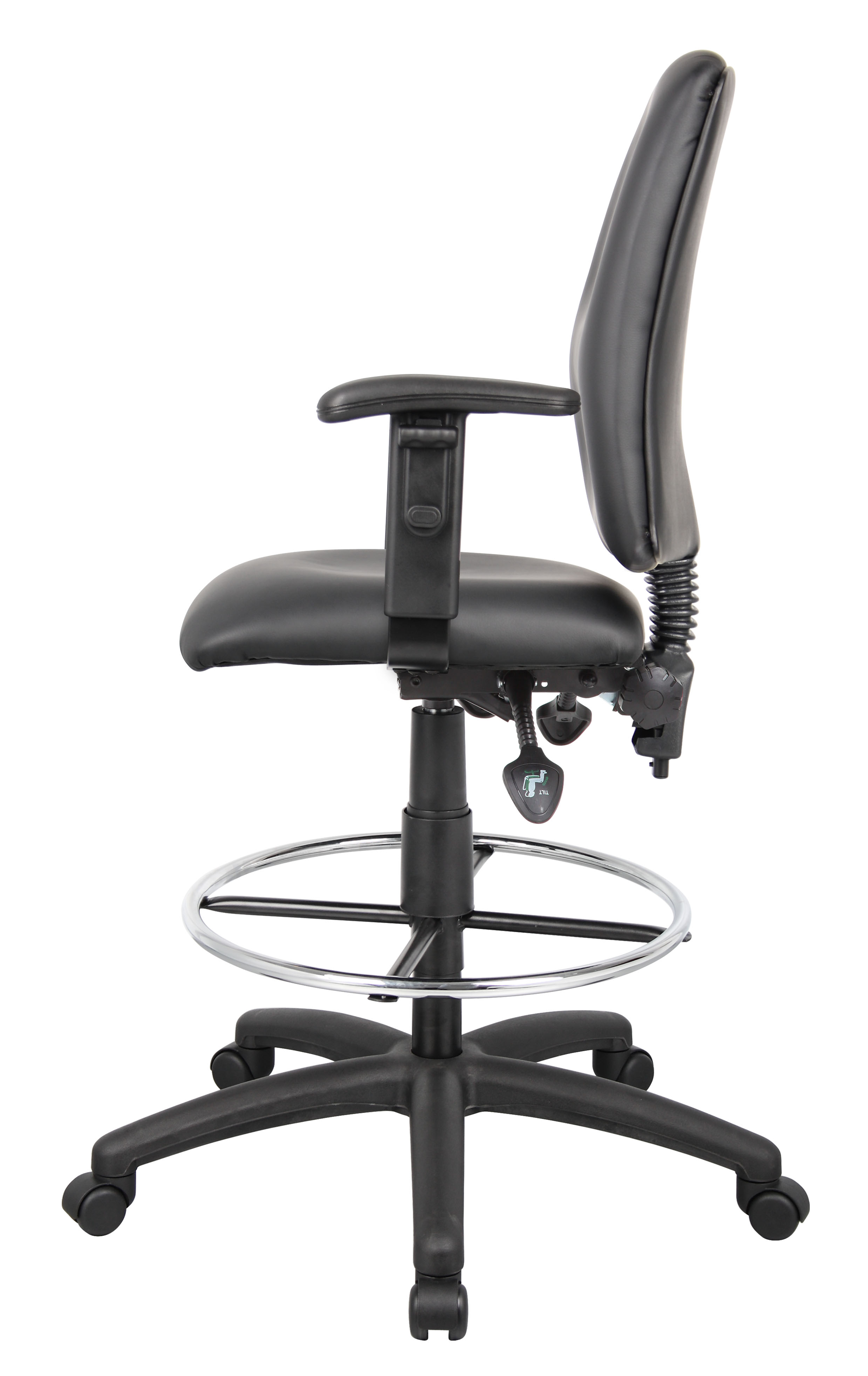 Boss Multi-Function LeatherPlus Drafting Stool W/ Adjustable Arms - Image 8