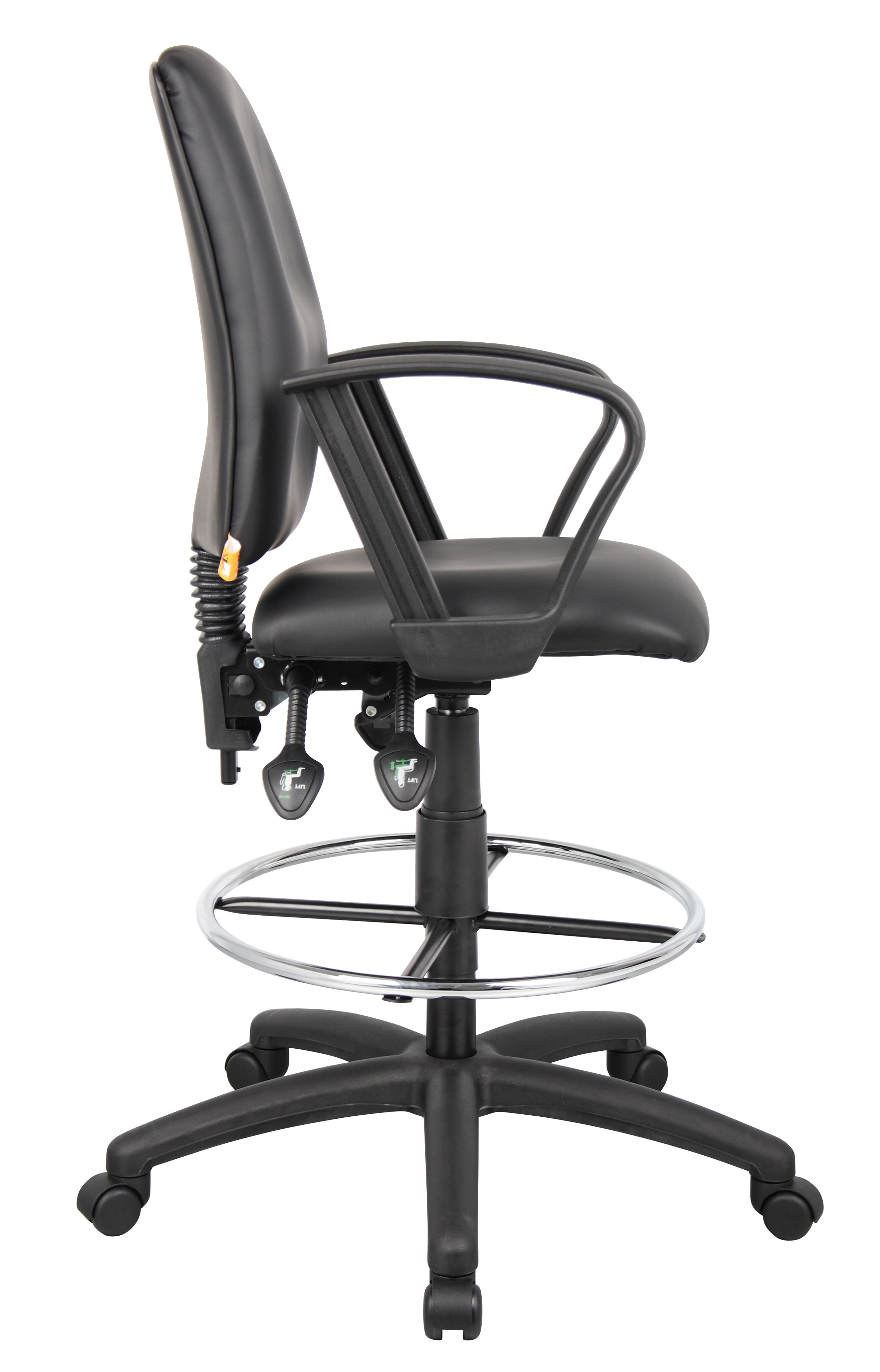 Boss Multi-Function LeatherPlus Drafting Stool W/ Loop Arms - Image 6