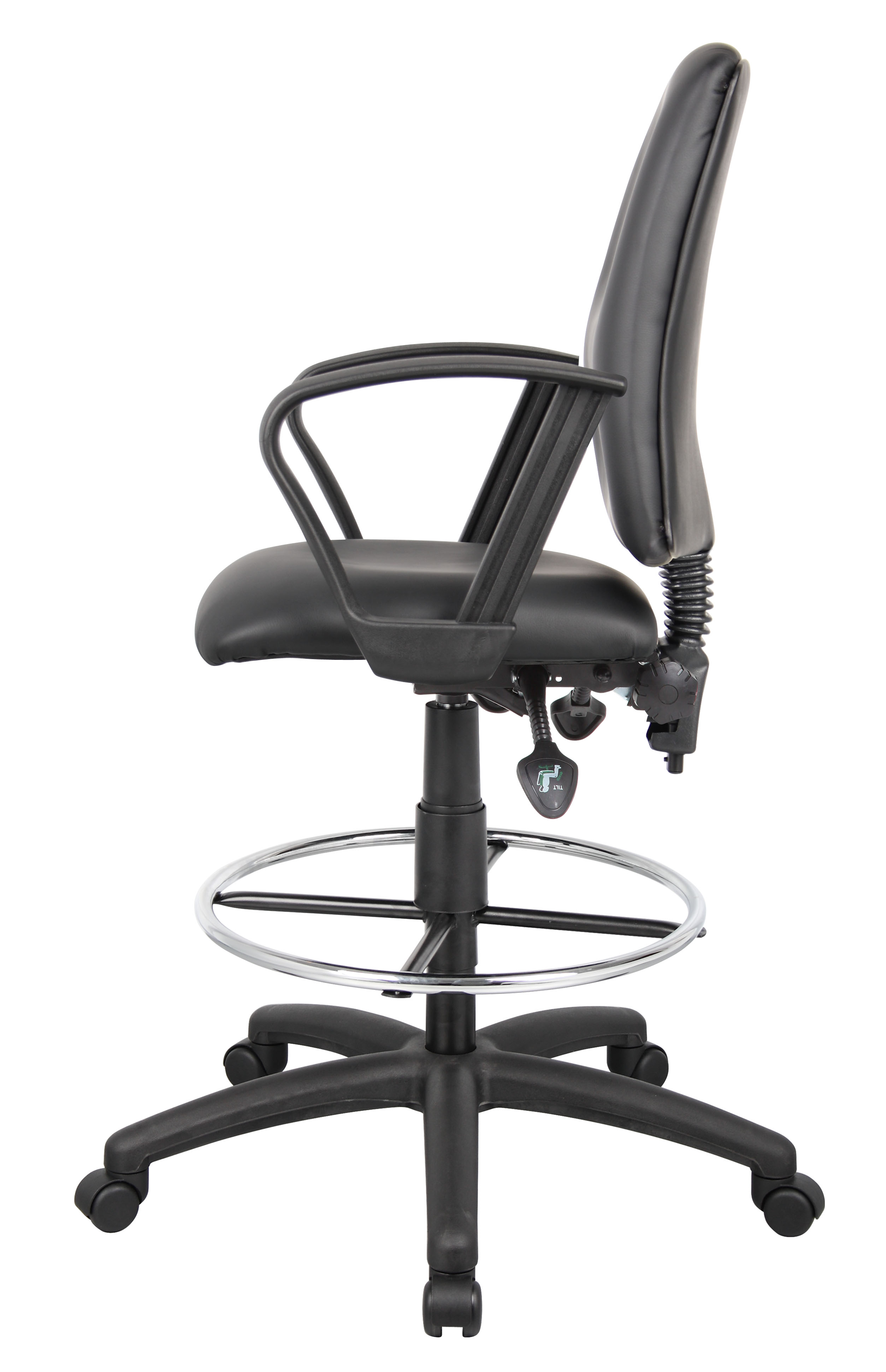Boss Multi-Function LeatherPlus Drafting Stool W/ Loop Arms - Image 8