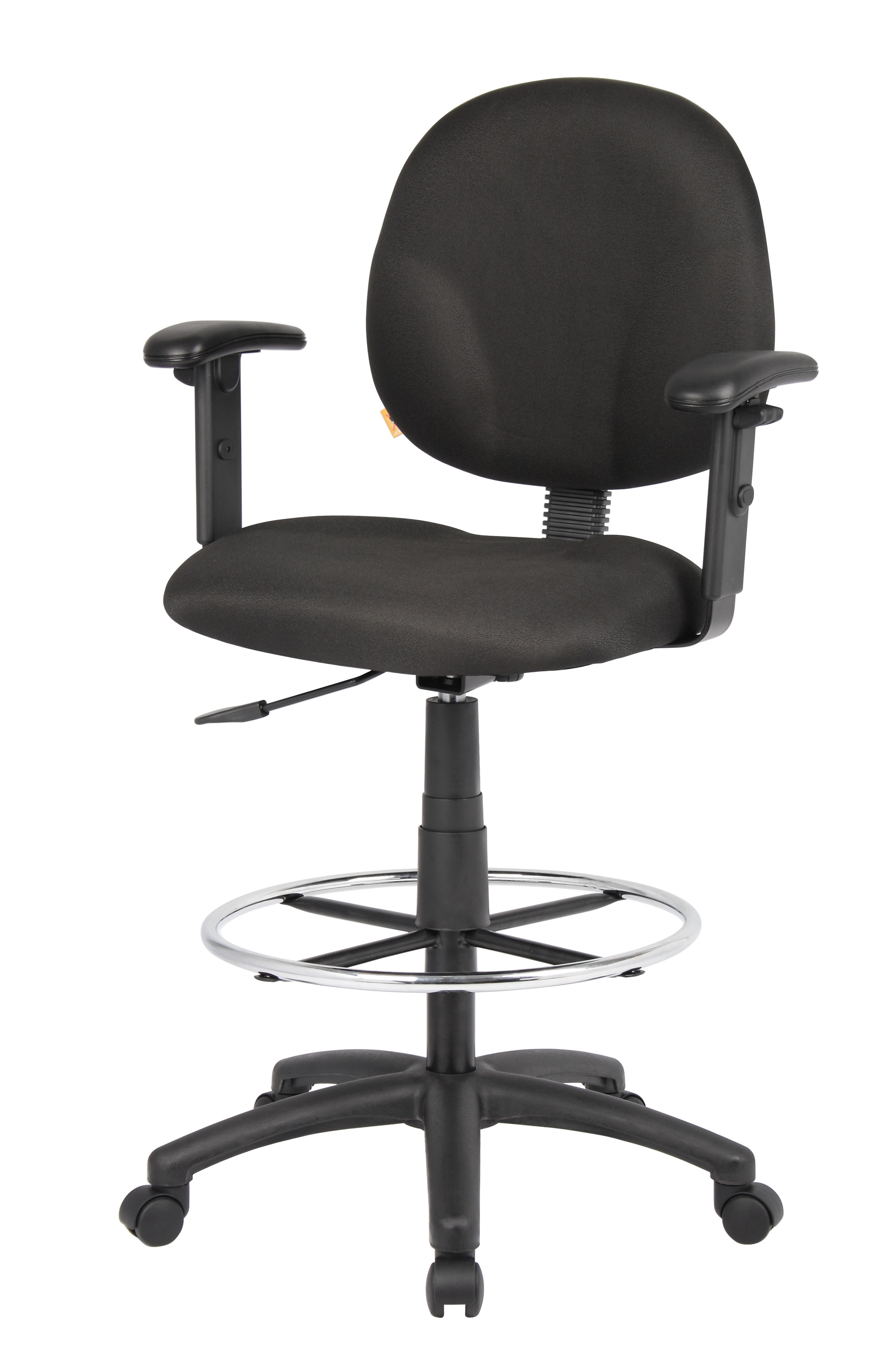 Boss Stand Up Fabric Drafting Stool with Foot Rest, Black - Image 4