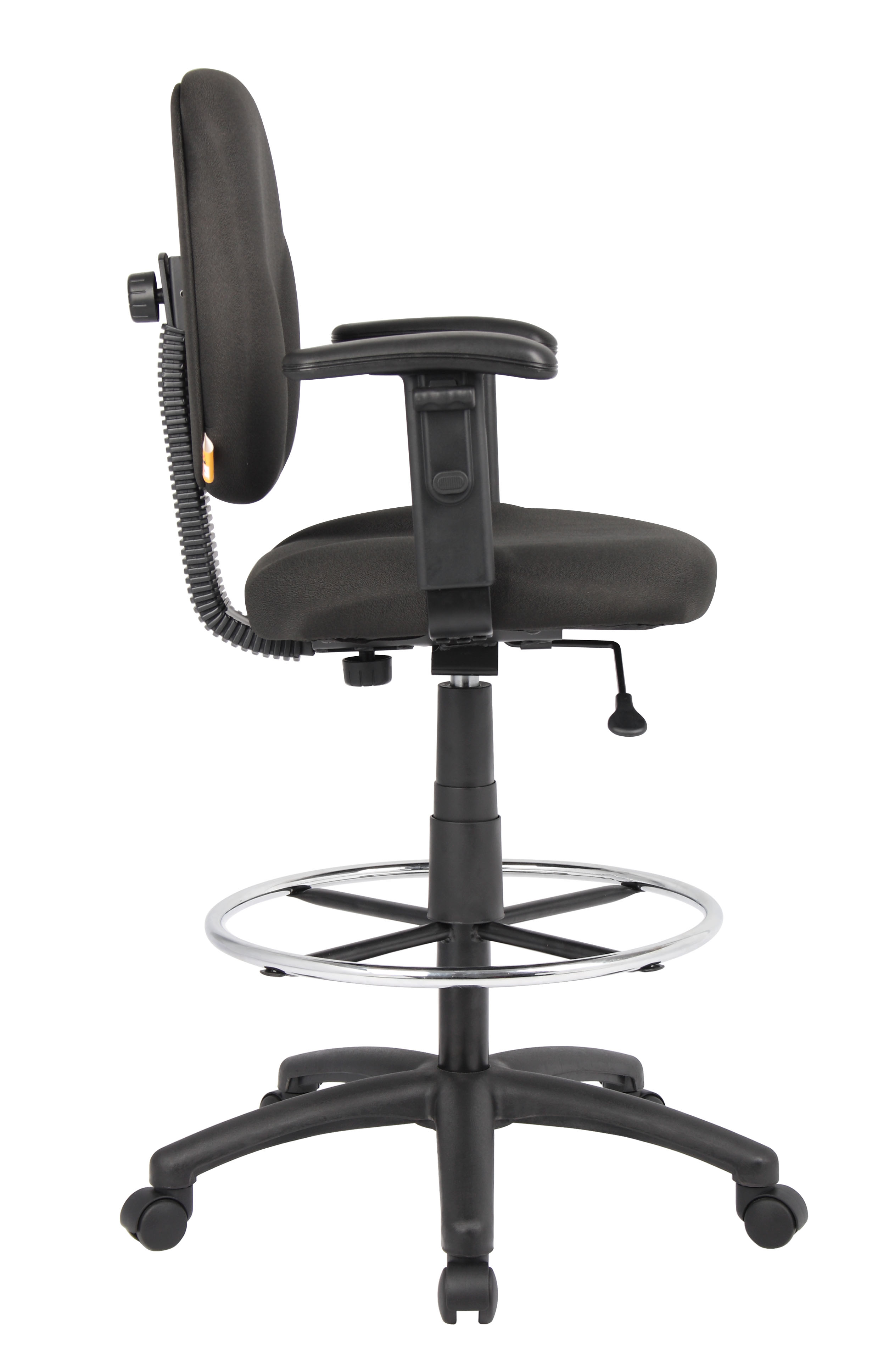 Boss Stand Up Fabric Drafting Stool with Foot Rest, Black - Image 6