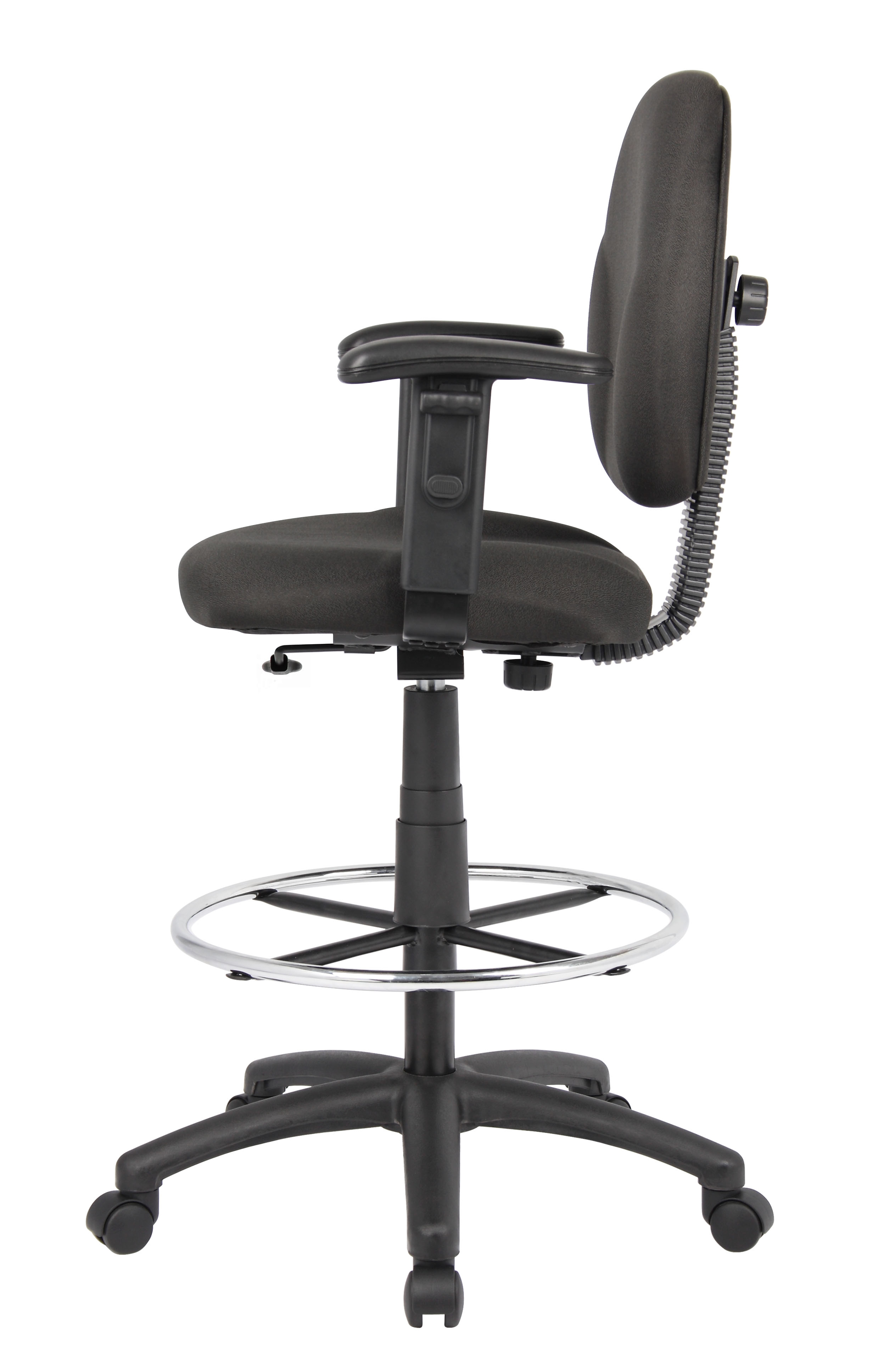 Boss Stand Up Fabric Drafting Stool with Foot Rest, Black - Image 8