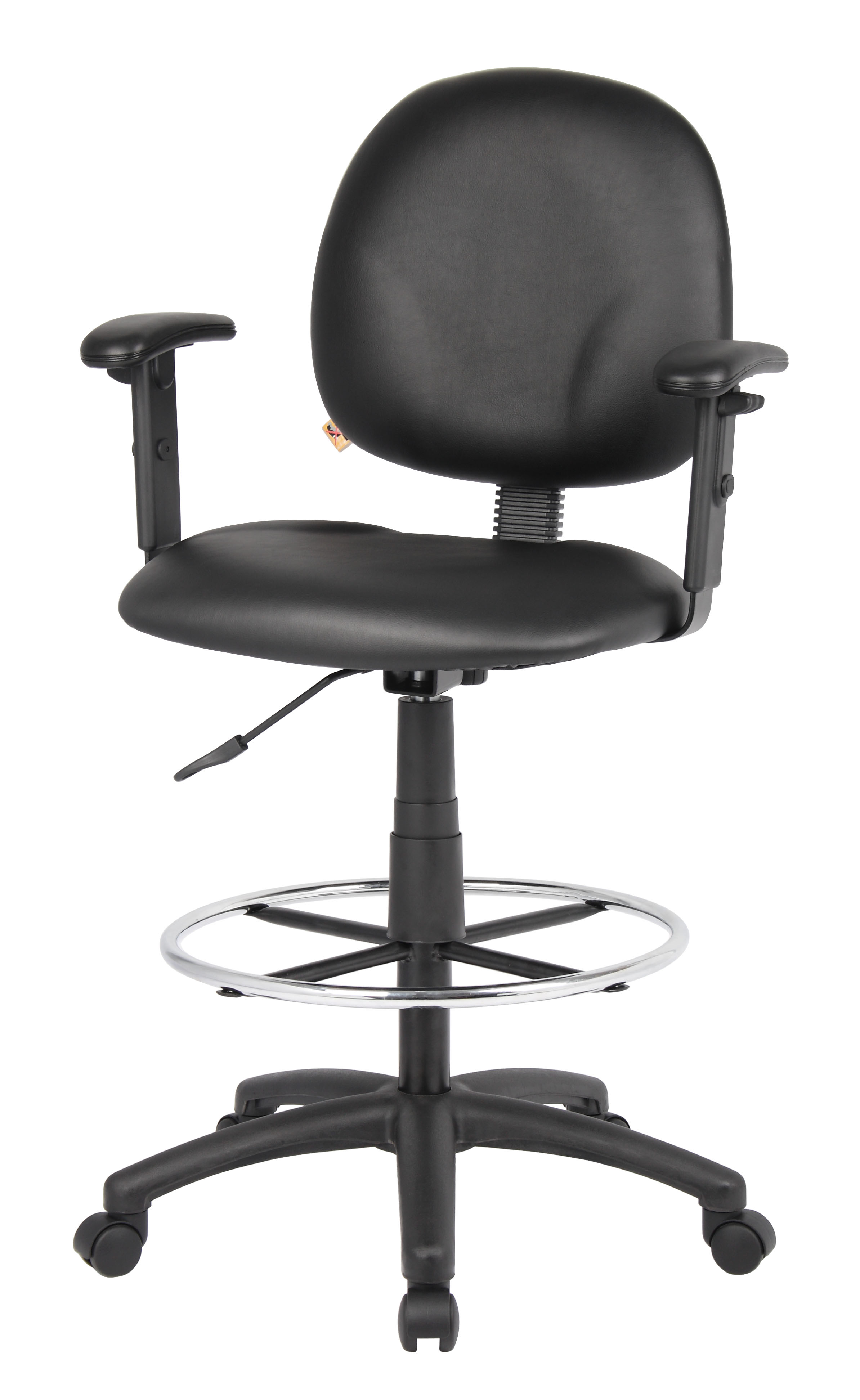 Boss Office AM Vinyl Stand Up Drafting Stool with Foot Rest, Black - Image 3