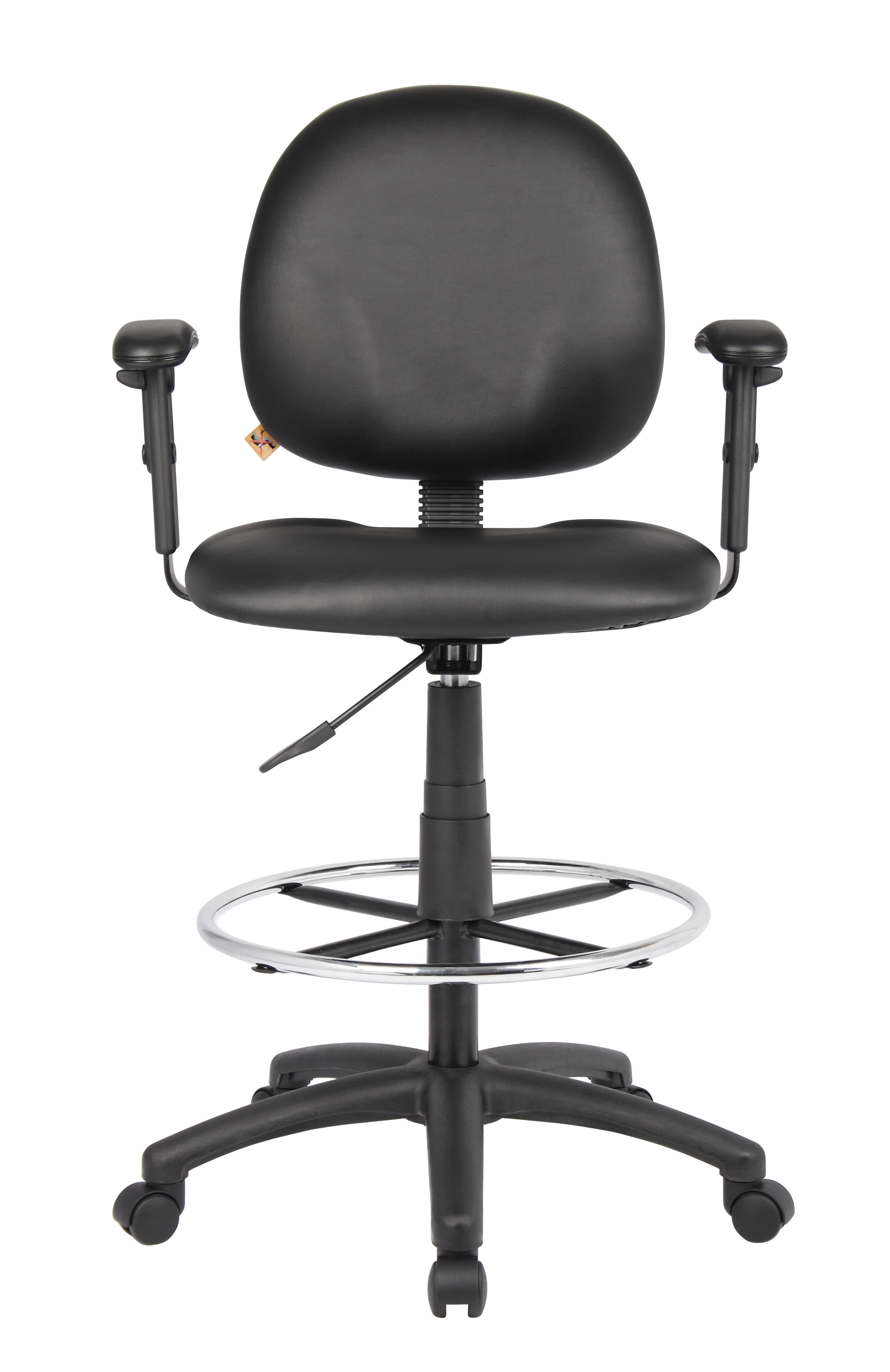 Boss Office AM Vinyl Stand Up Drafting Stool with Foot Rest, Black - Image 4
