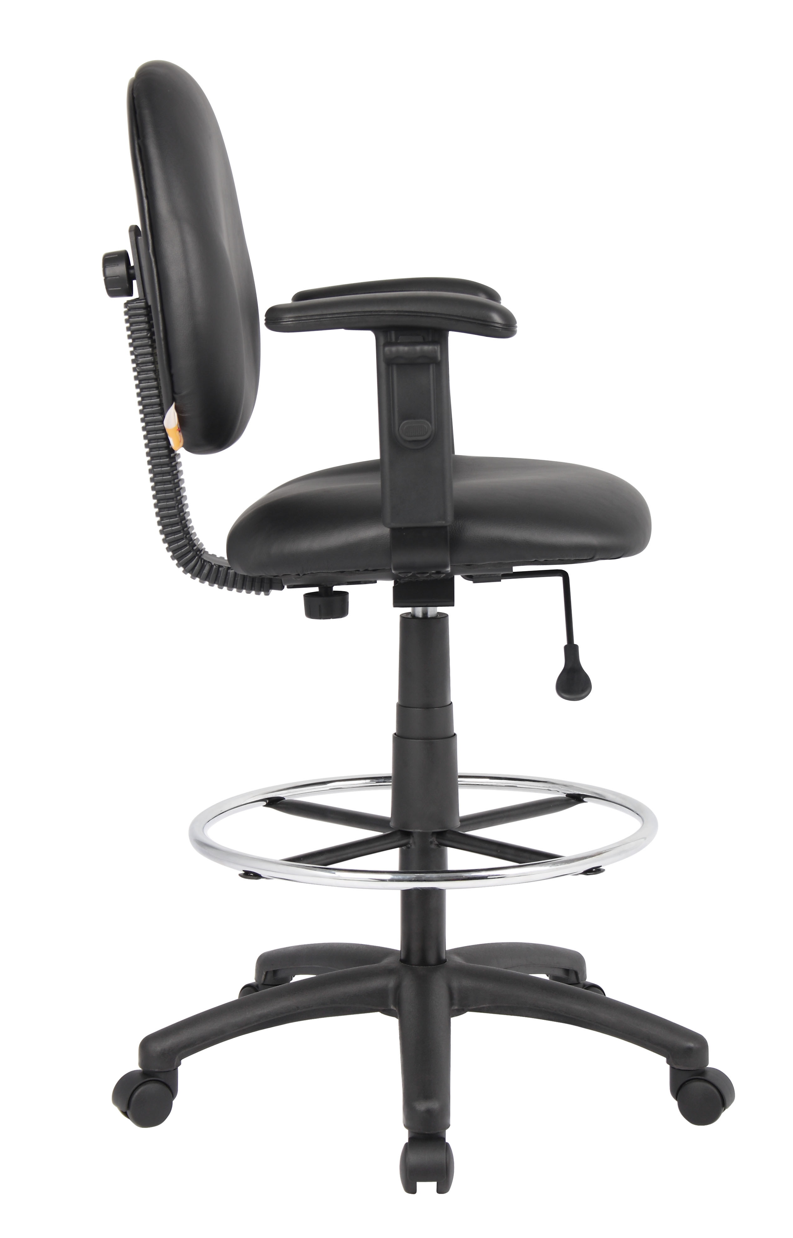 Boss Office AM Vinyl Stand Up Drafting Stool with Foot Rest, Black - Image 5