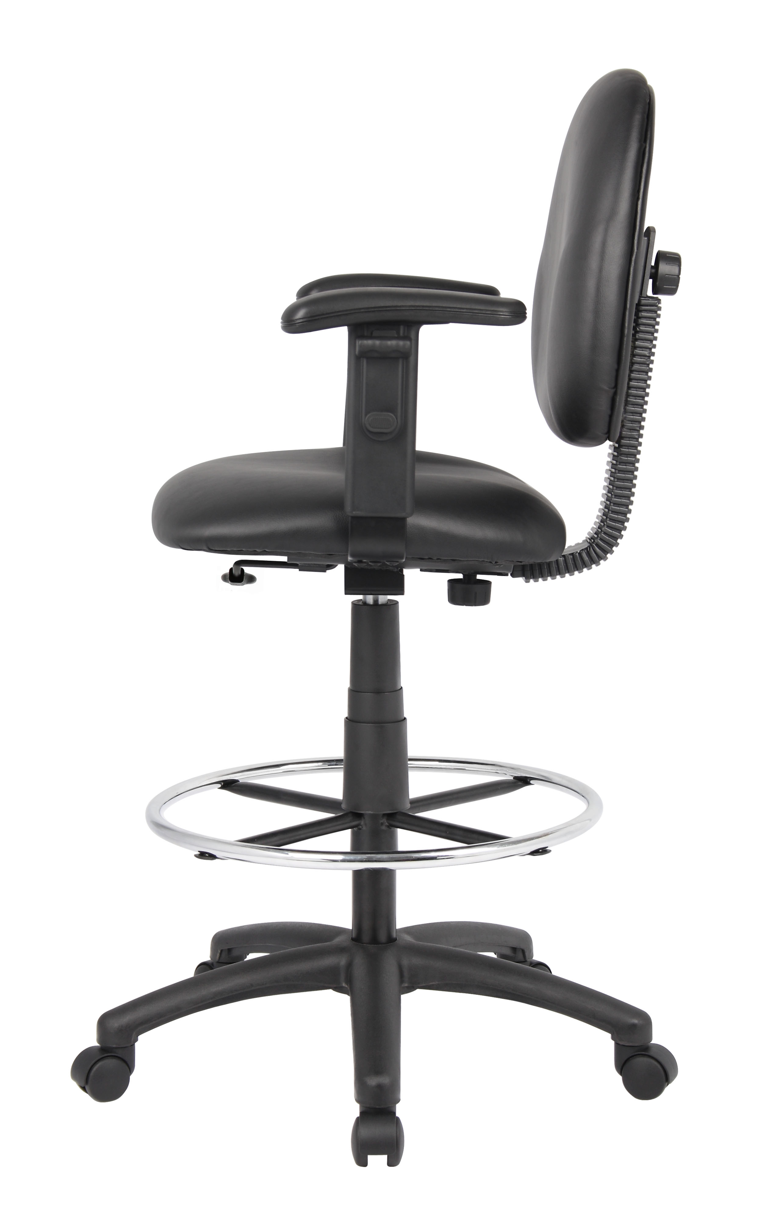 Boss Office AM Vinyl Stand Up Drafting Stool with Foot Rest, Black - Image 7