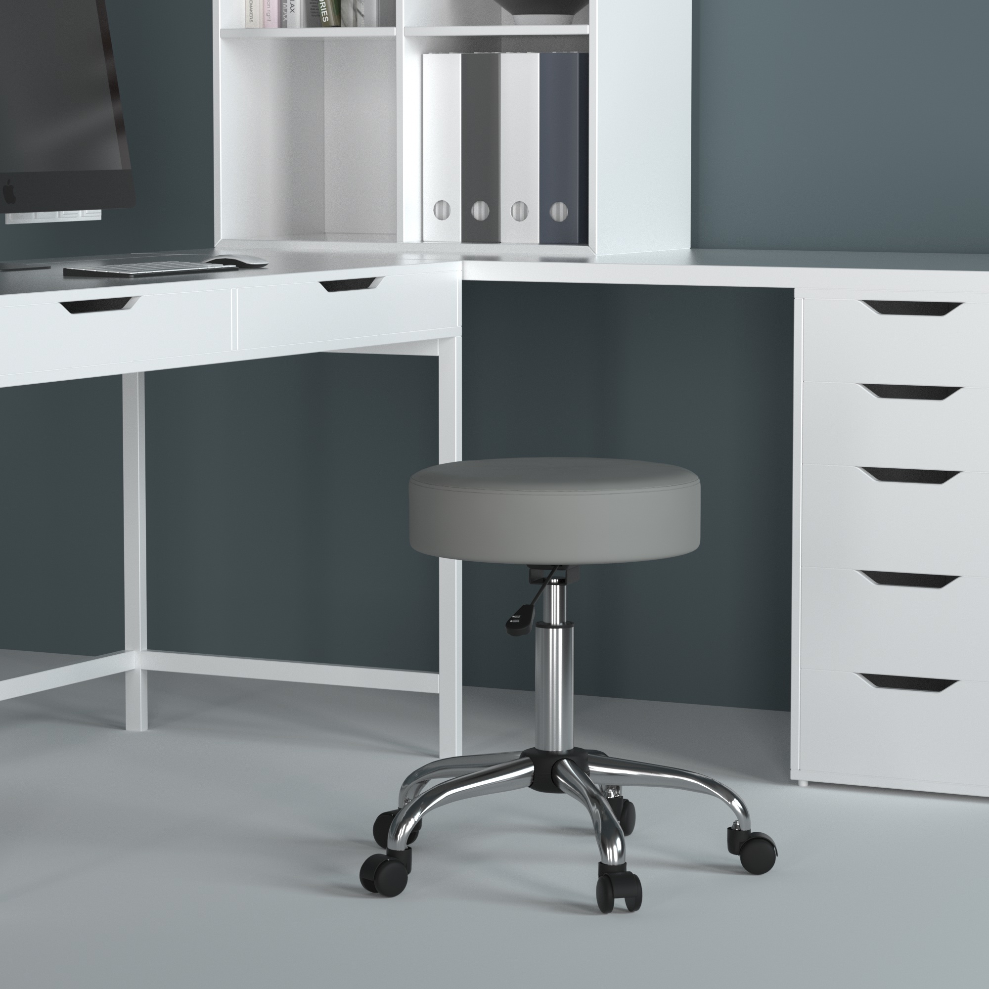 Boss Office AM Vinyl Be Well Medical Spa Professional Adjustable Stool, Grey - Image 2