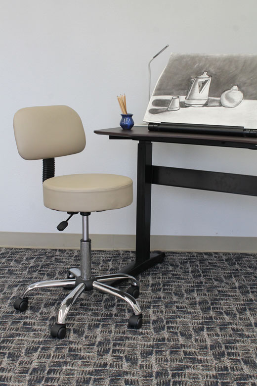 Boss Office AM Vinyl Be Well Medical Spa Professional Adjustable Stool with Back, Beige - Image 3