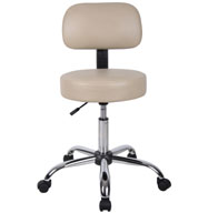 Boss Office AM Vinyl Be Well Medical Spa Professional Adjustable Stool with Back, Beige - Image 6