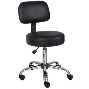 Boss Office AM Vinyl Be Well Medical Spa Professional Adjustable Stool with Back, Black