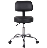 Boss Office AM Vinyl Be Well Medical Spa Professional Adjustable Stool with Back, Black - Image 5