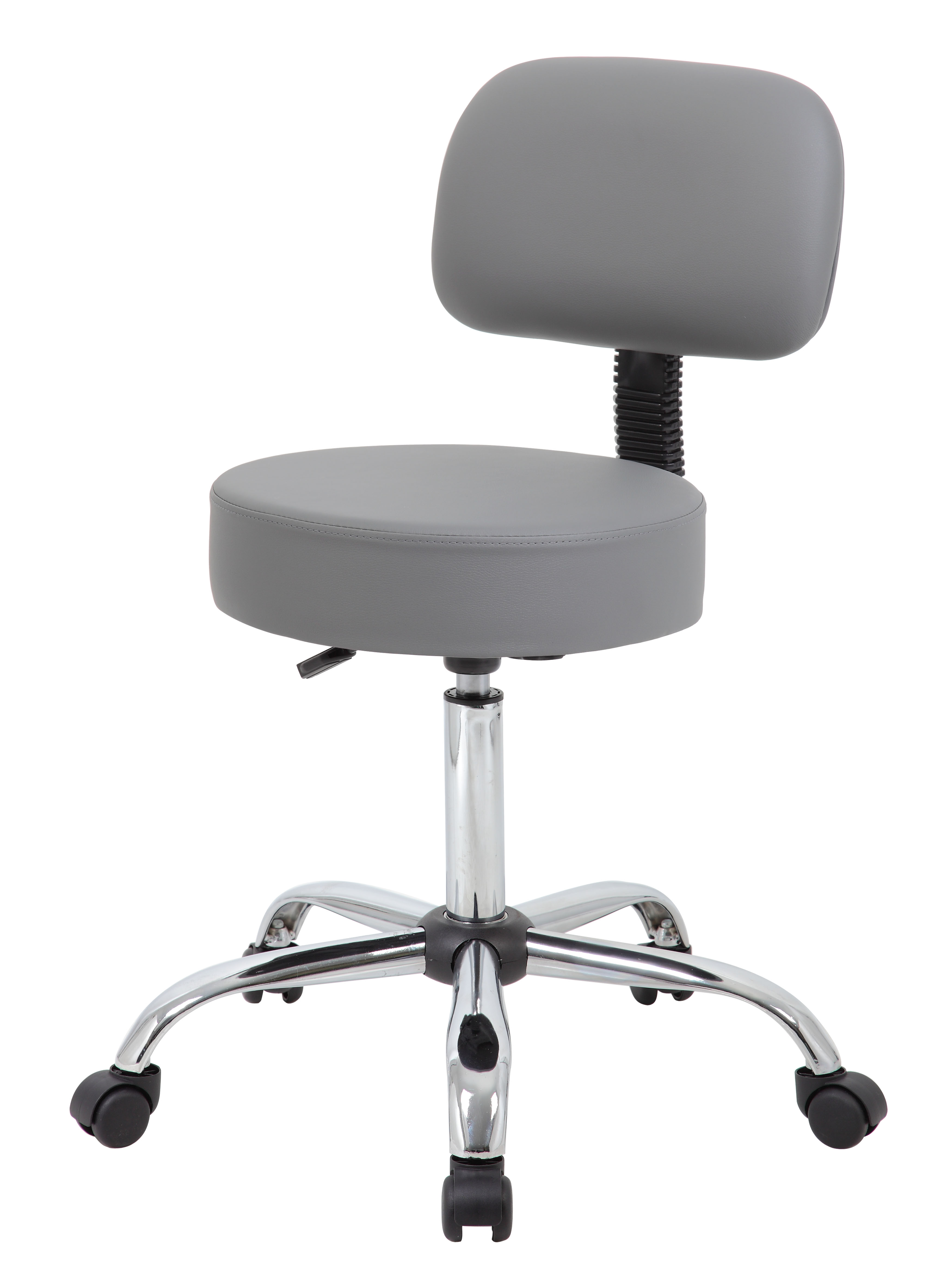 Boss Office AM Vinyl Be Well Medical Spa Professional Adjustable Stool with Back, Grey - Image 6