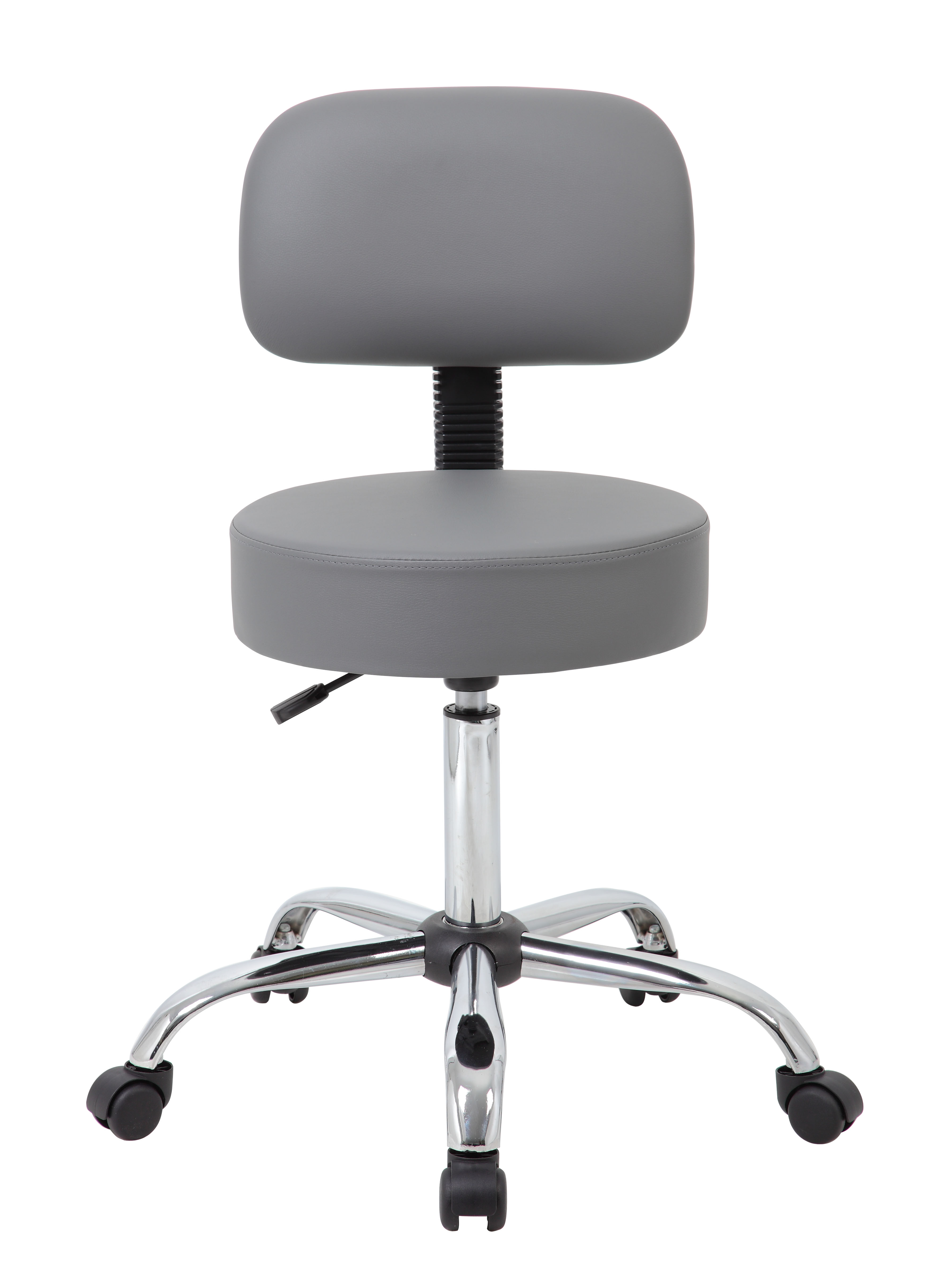 Boss Office AM Vinyl Be Well Medical Spa Professional Adjustable Stool with Back, Grey - Image 7