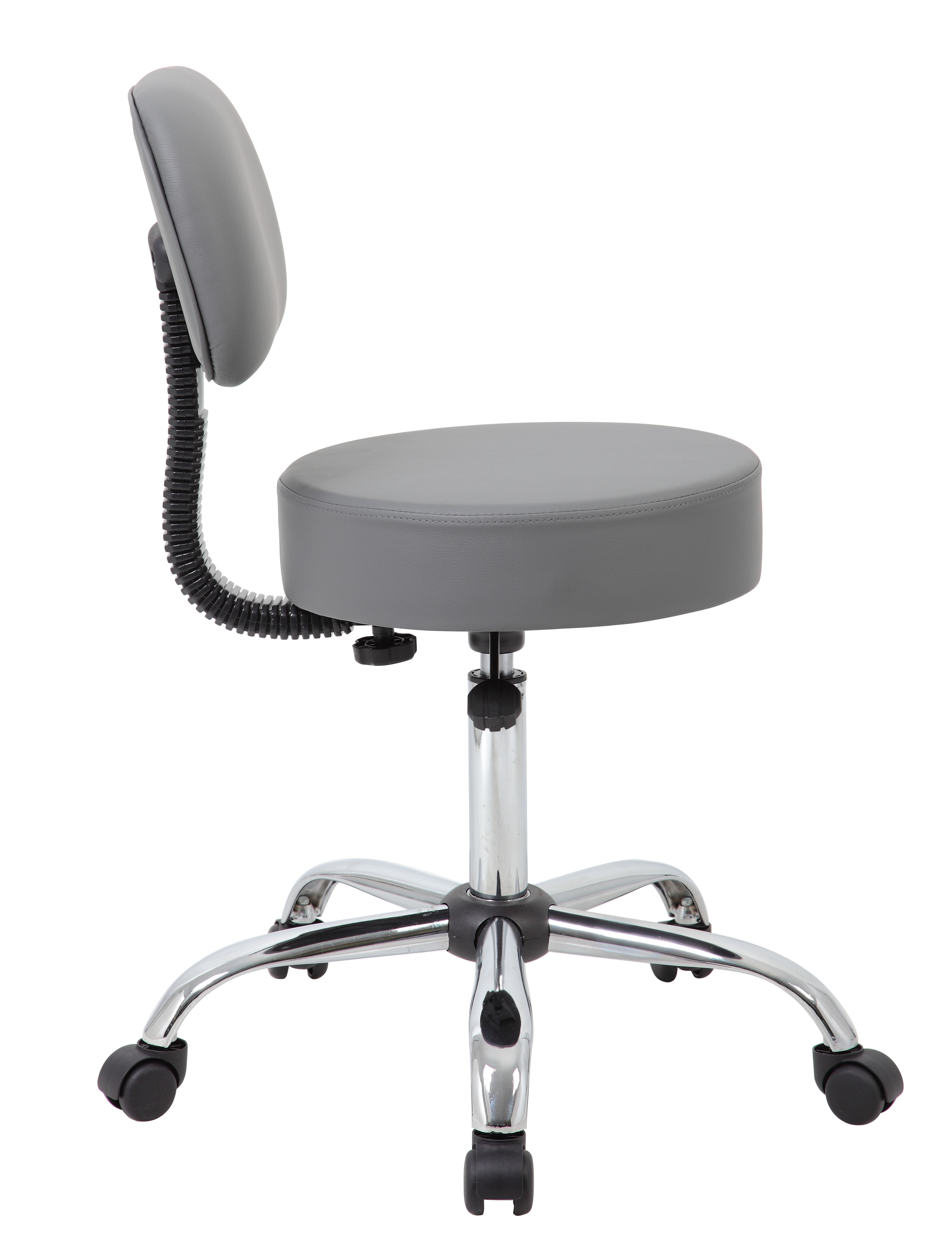 Boss Office AM Vinyl Be Well Medical Spa Professional Adjustable Stool with Back, Grey - Image 8