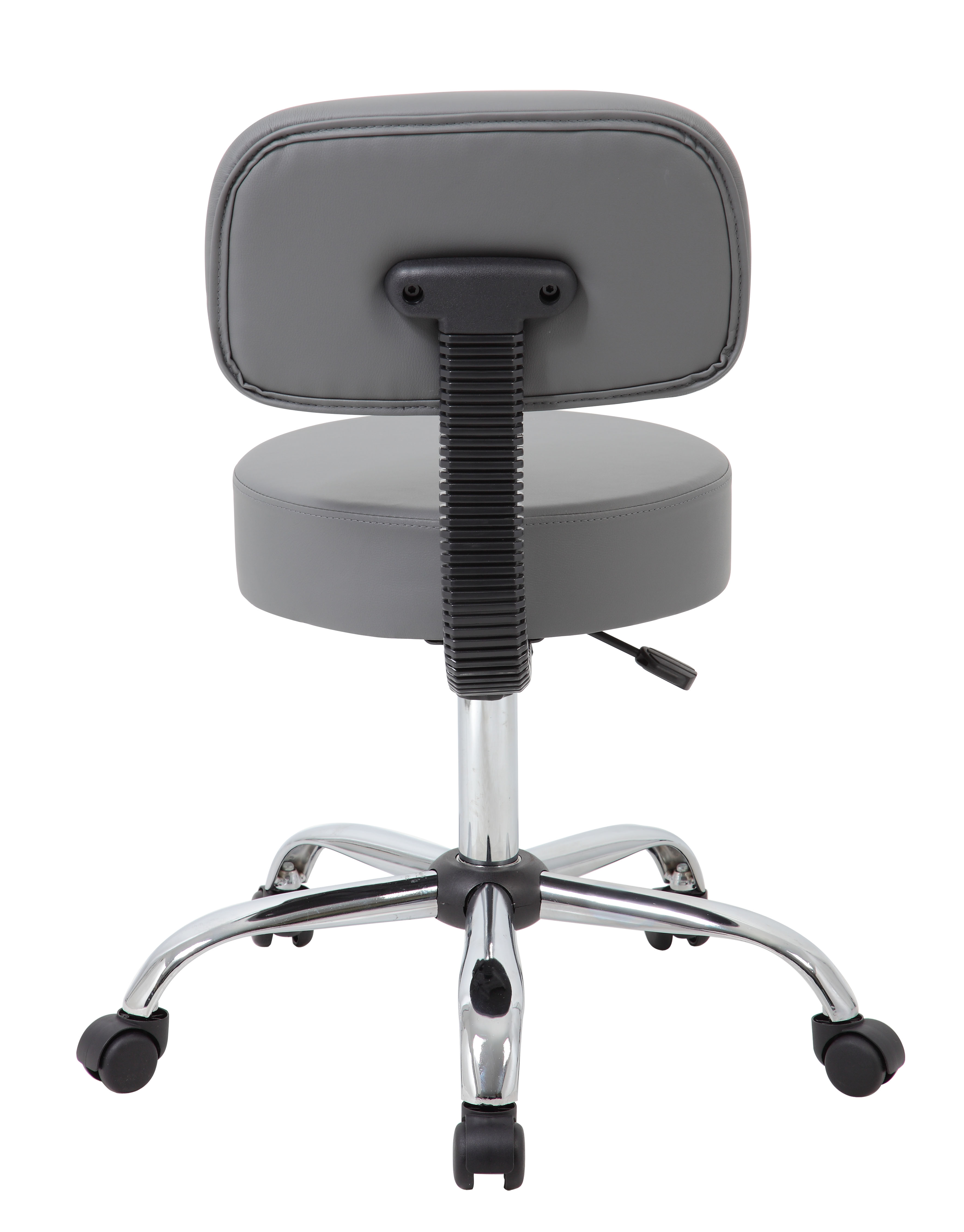 Boss Office AM Vinyl Be Well Medical Spa Professional Adjustable Stool with Back, Grey - Image 9