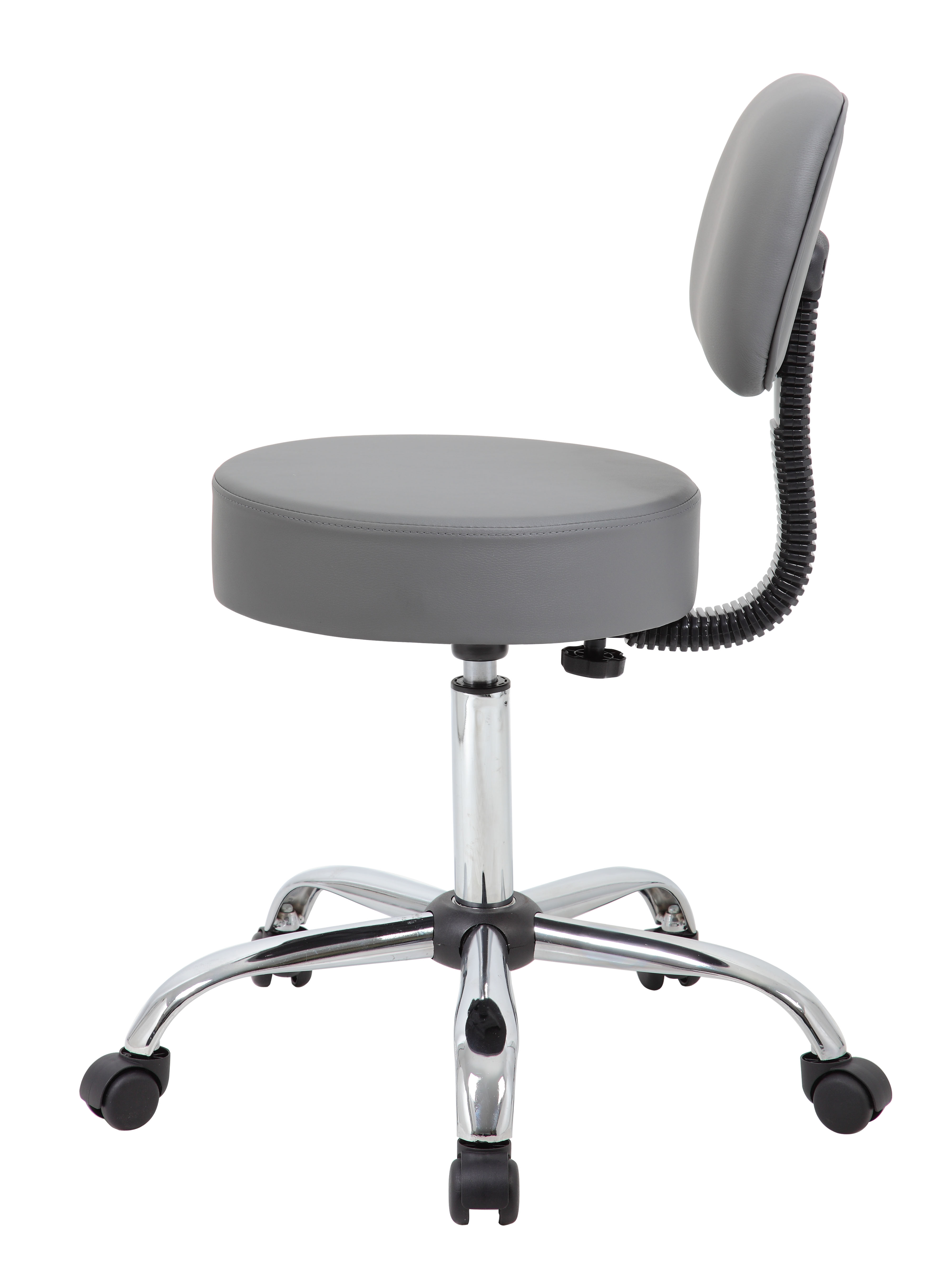 Boss Office AM Vinyl Be Well Medical Spa Professional Adjustable Stool with Back, Grey - Image 10