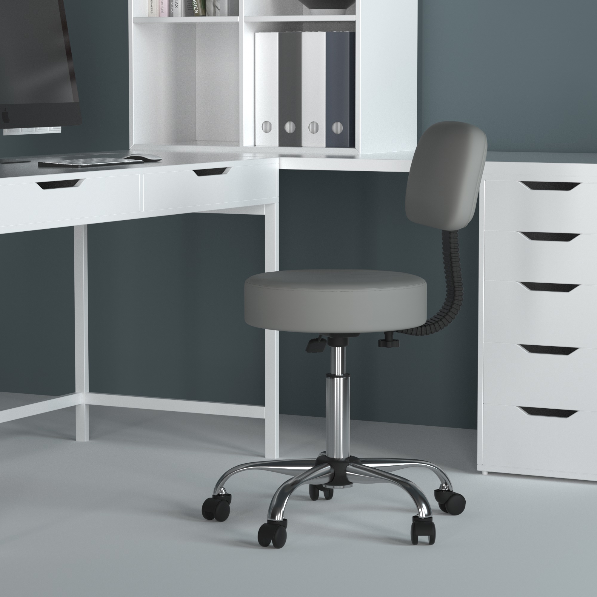 Boss Office AM Vinyl Be Well Medical Spa Professional Adjustable Stool with Back, Grey - Image 13