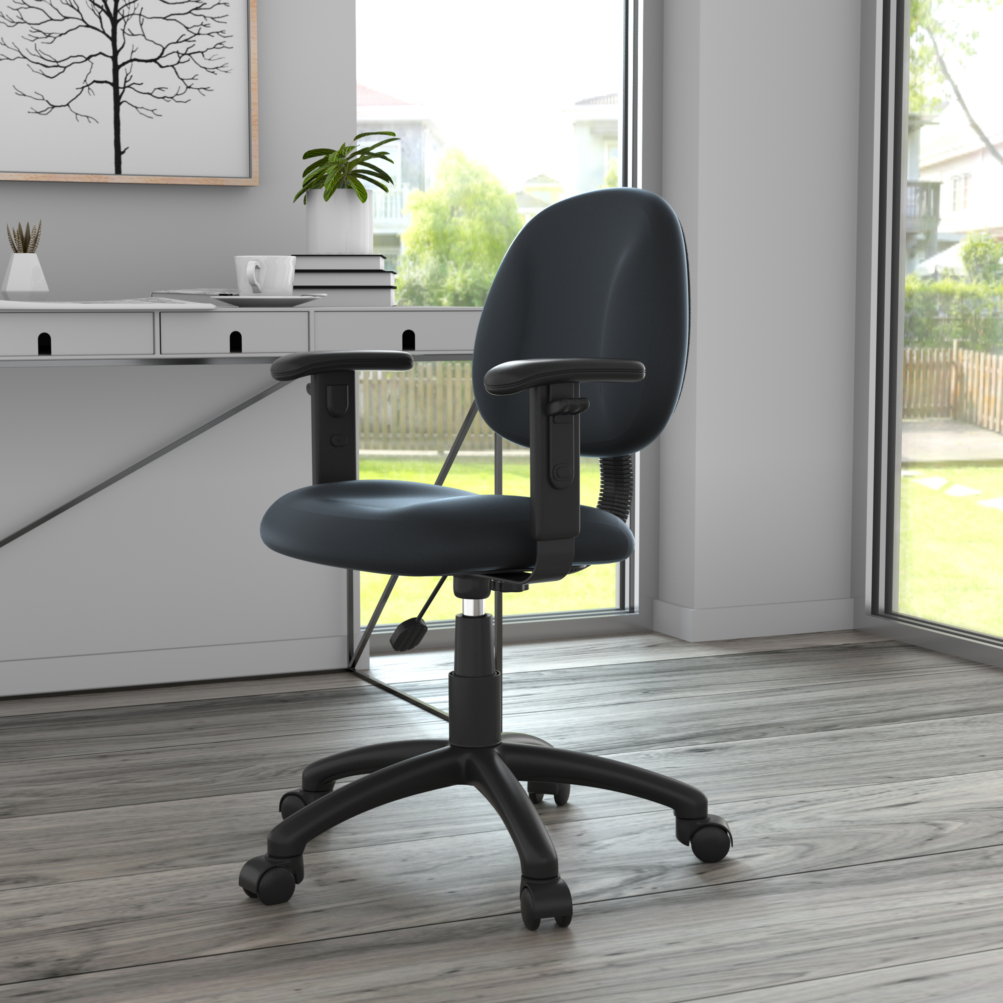 Boss Black Posture Chair W/ Adjustable Arms - Image 2