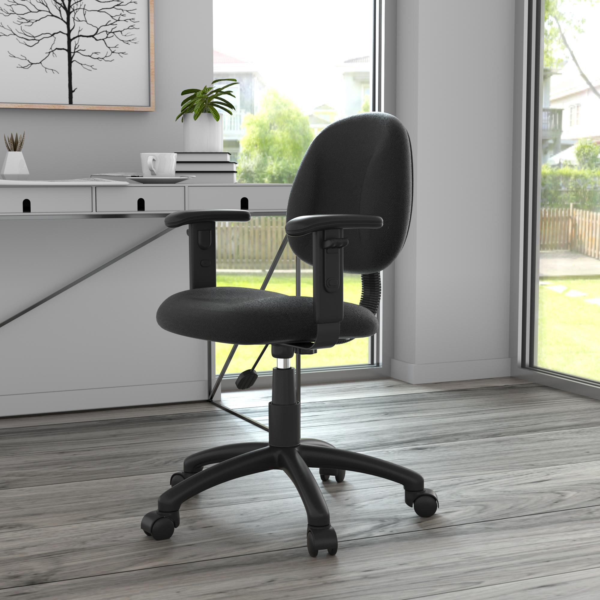 Boss Perfect Posture Deluxe Office Task Chair with Adjustable Arms, Black - Image 7