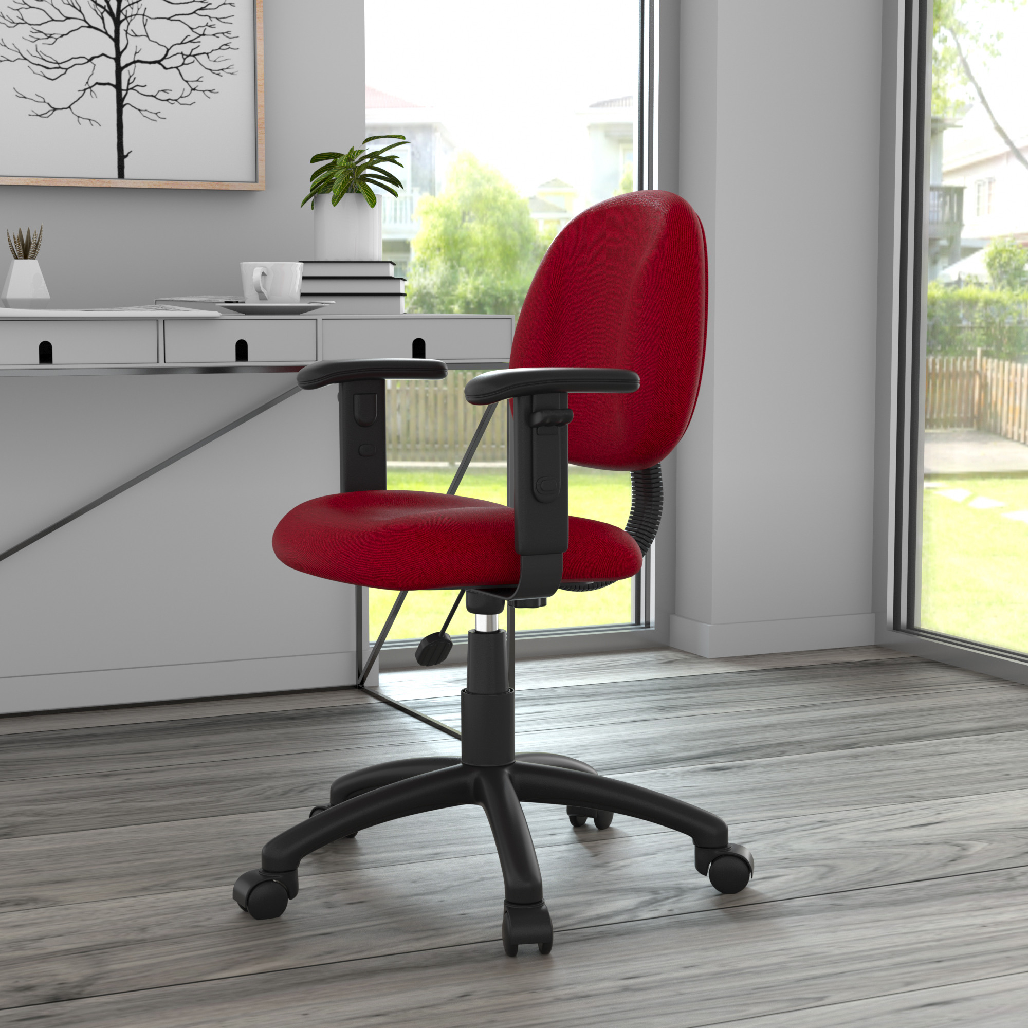 Boss Perfect Posture Deluxe Office Task Chair with Adjustable Arms, Burgundy - Image 8
