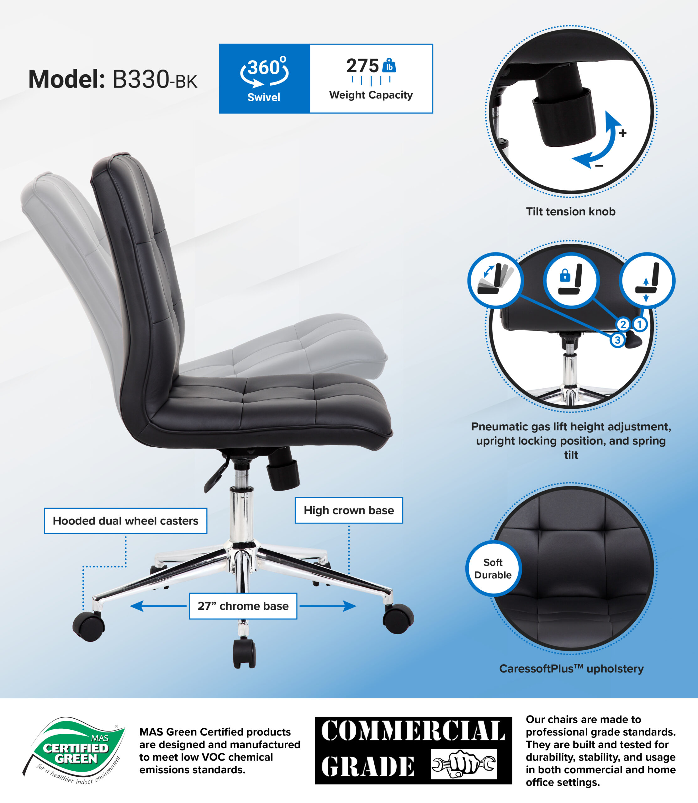 Boss Millennial Modern Home Office Chair , Black - Image 2