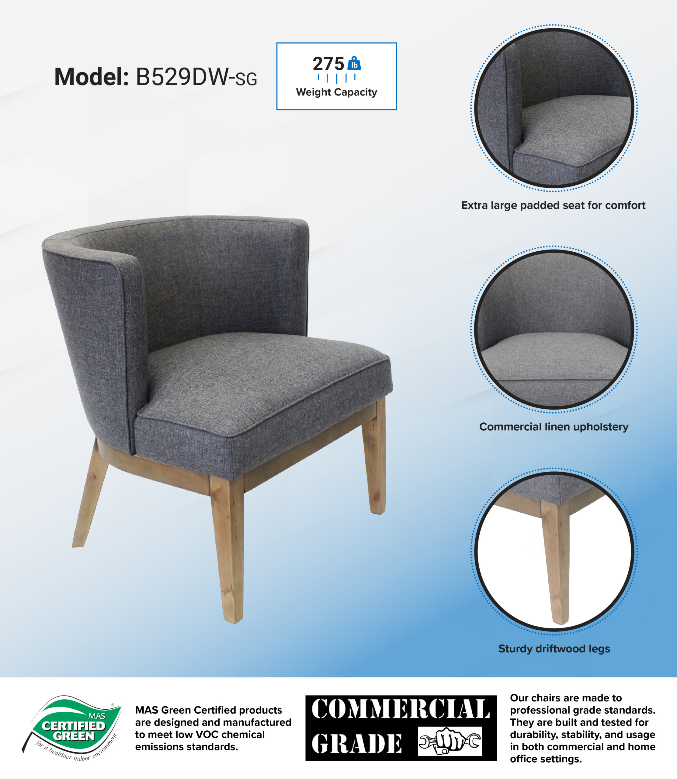 Boss Ava guest, accent or dining chair - Slate Grey - Image 8