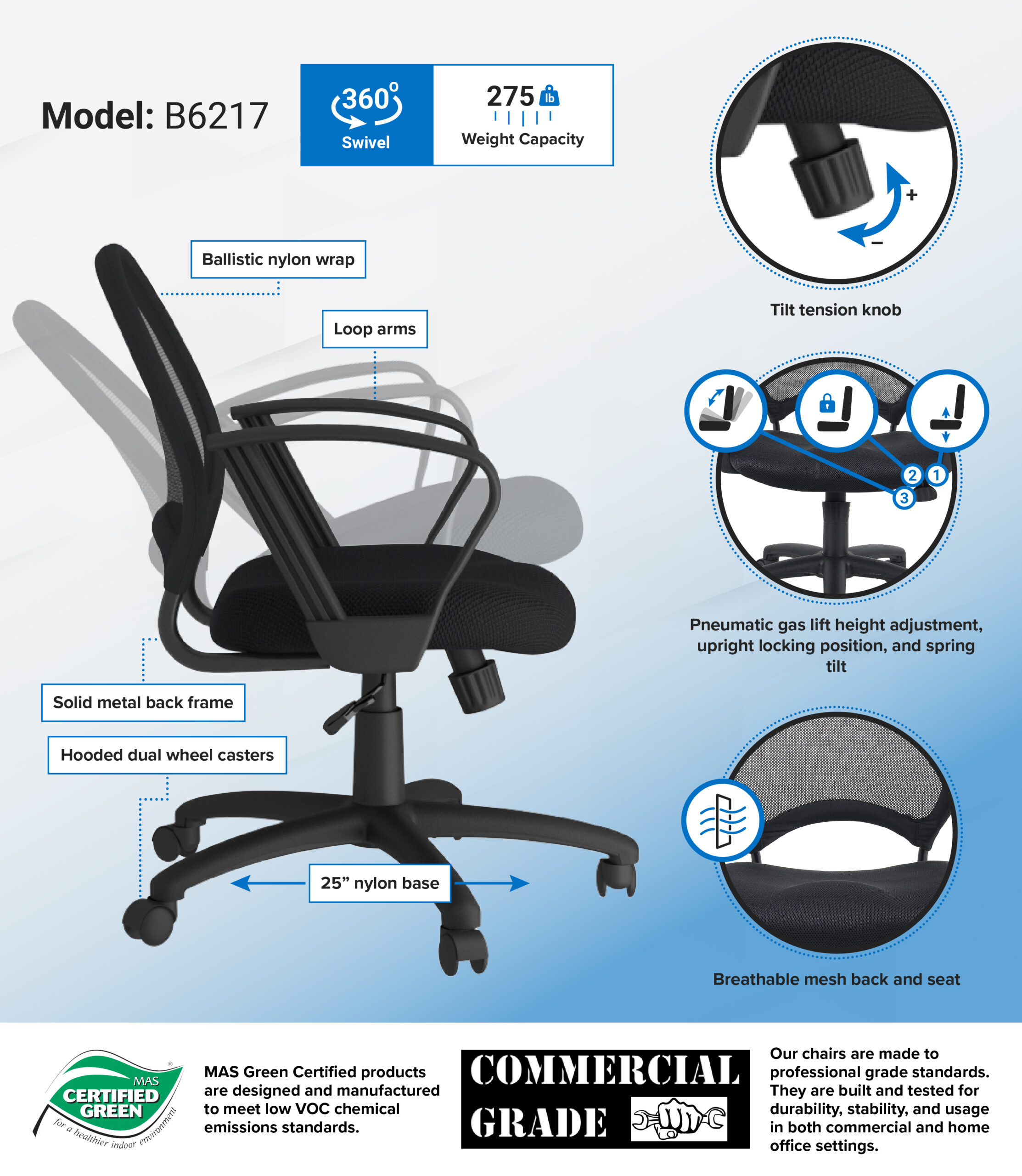 Boss Mesh Chair With Loop Arms - Image 2