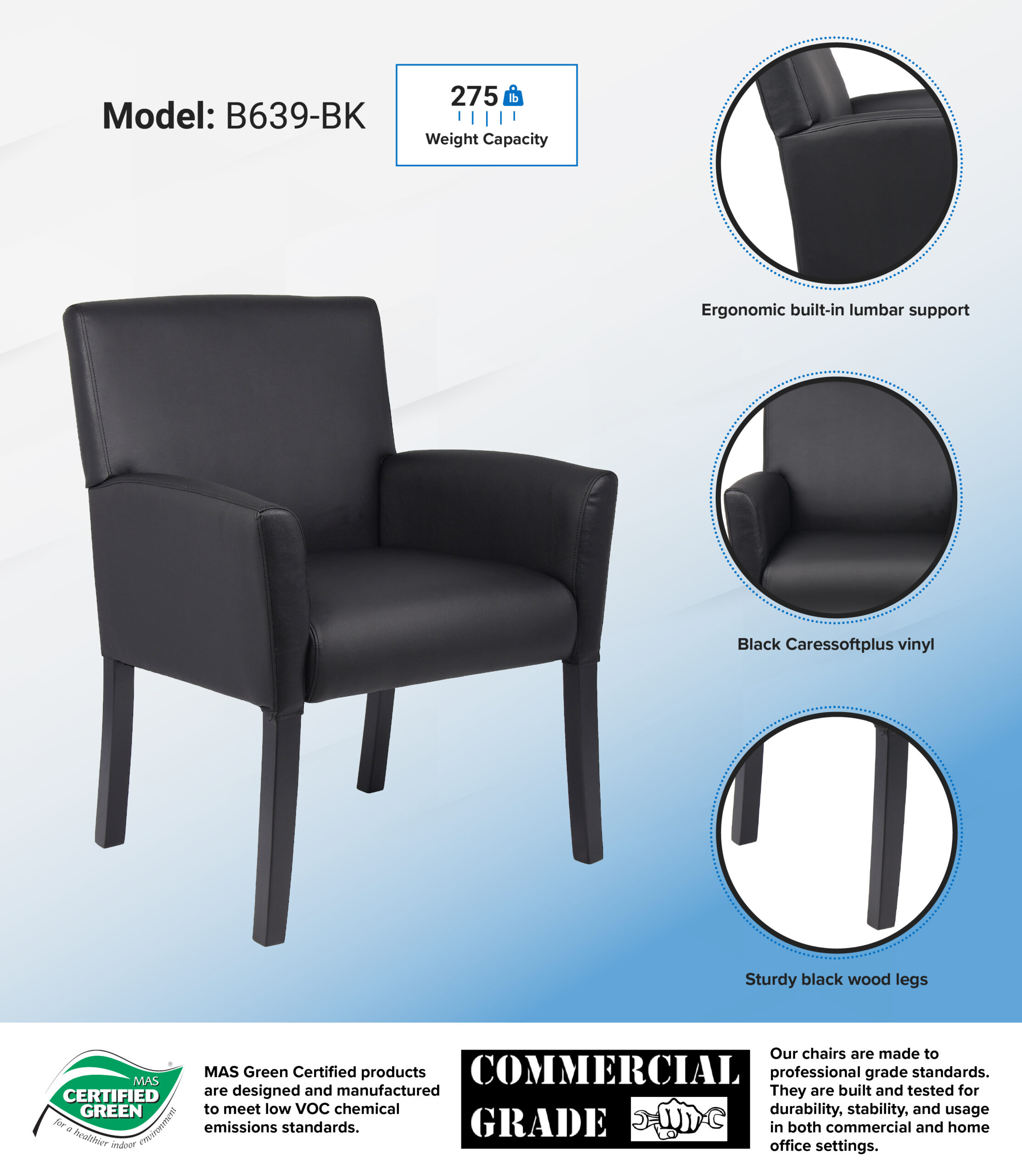 Boss Box Arm guest, accent or dining chair W/Black Base - Image 12