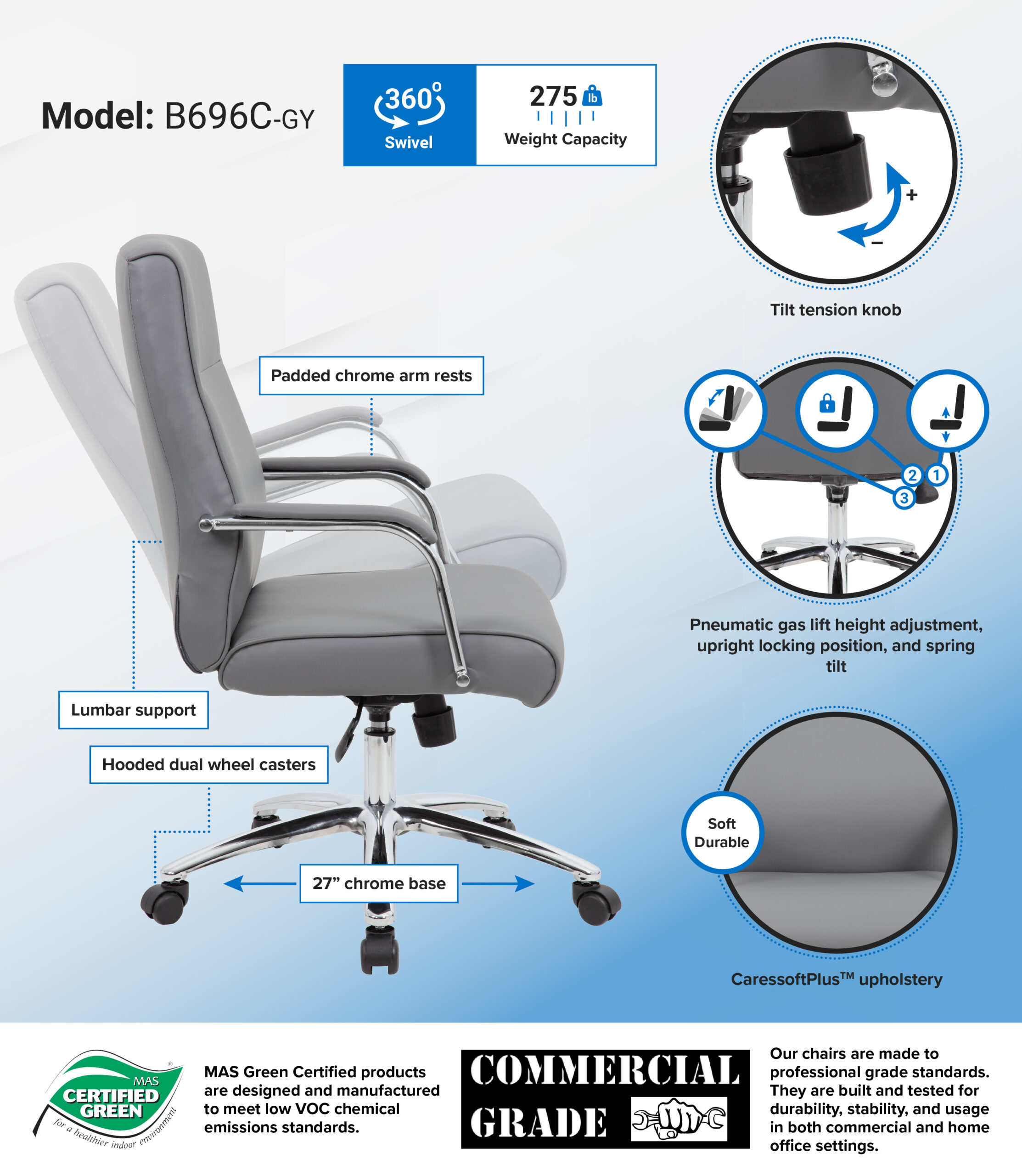 Boss Modern Executive Conference Chair-Grey - Image 2