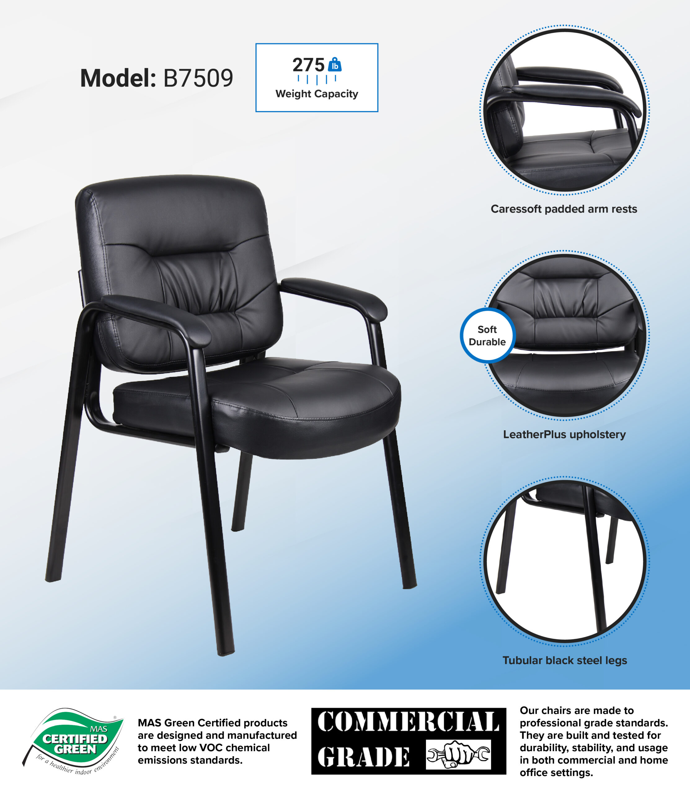 Boss Executive Mid Back LeatherPlus Guest Chair - Image 9