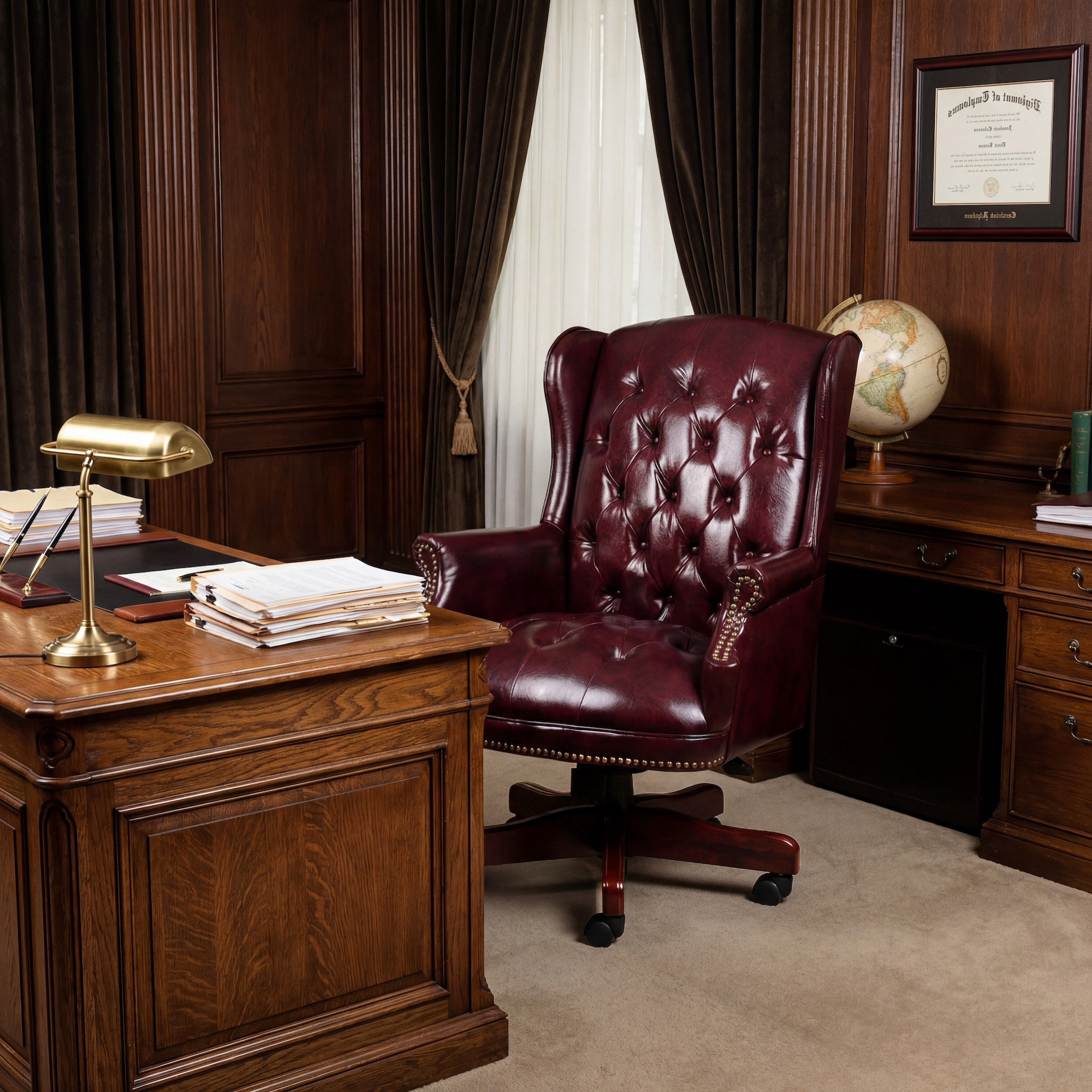 Boss Wingback Traditional Chair In Burgundy - Image 7