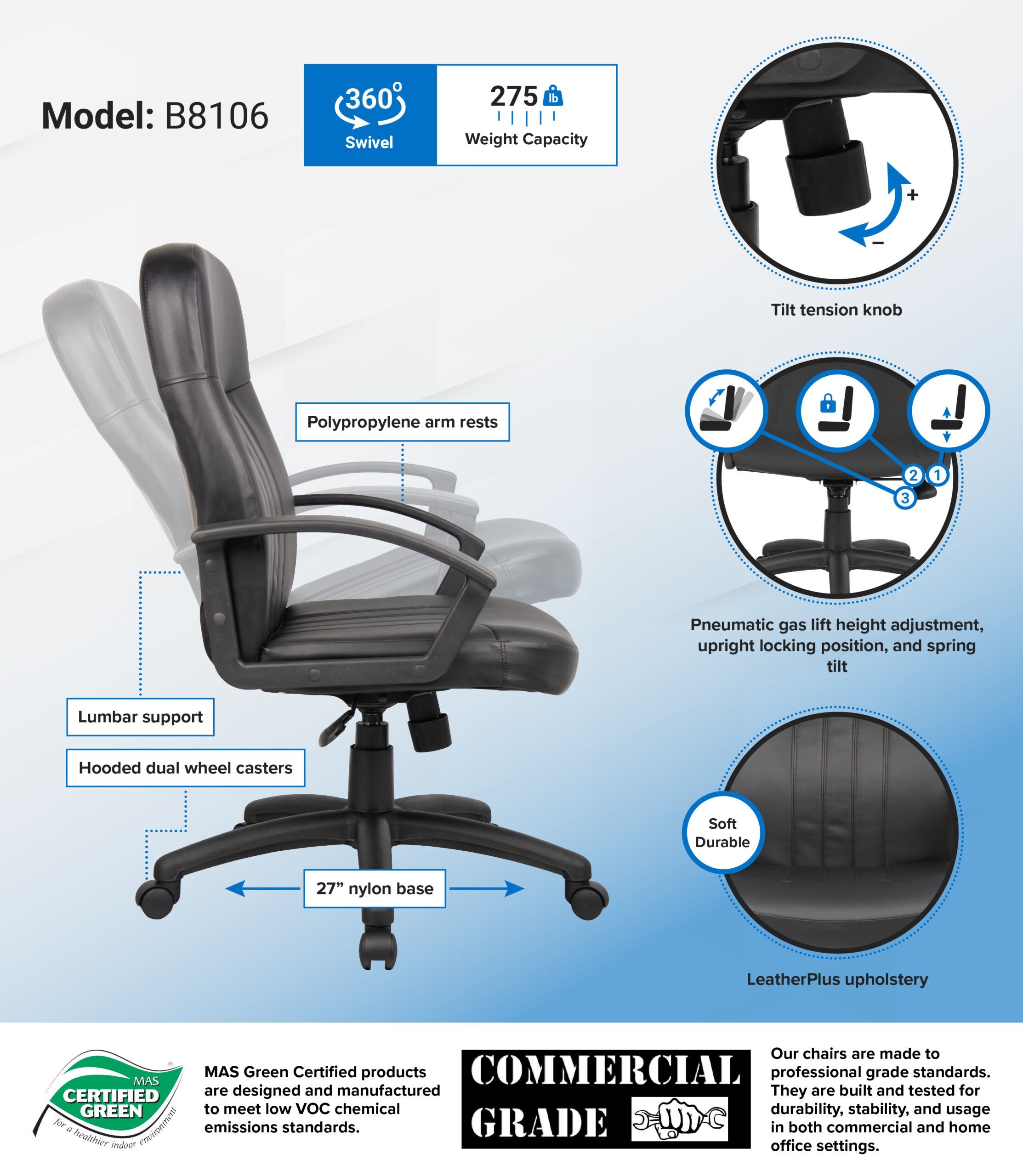 Boss Executive Leather Budget Chair - Image 2