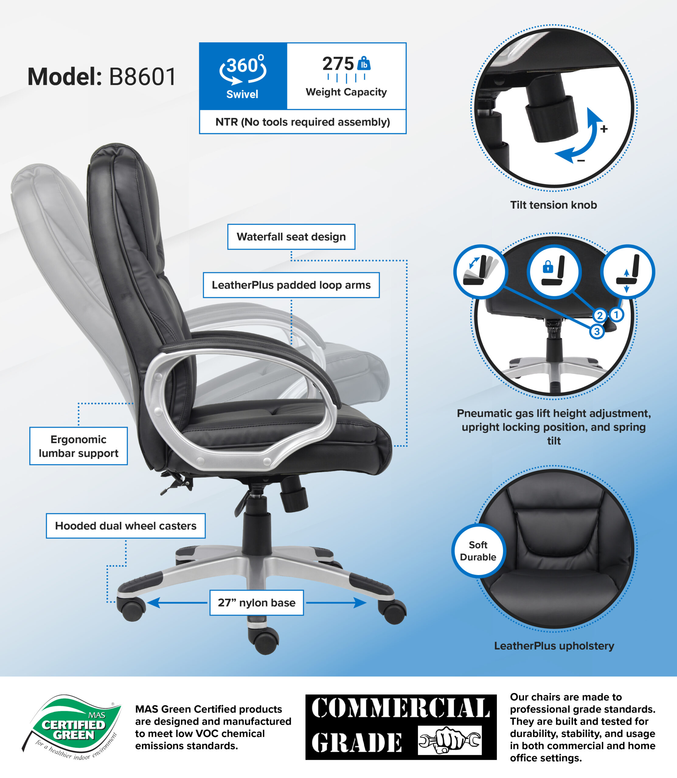 Boss "NTR" Executive LeatherPlus Chair - Image 2
