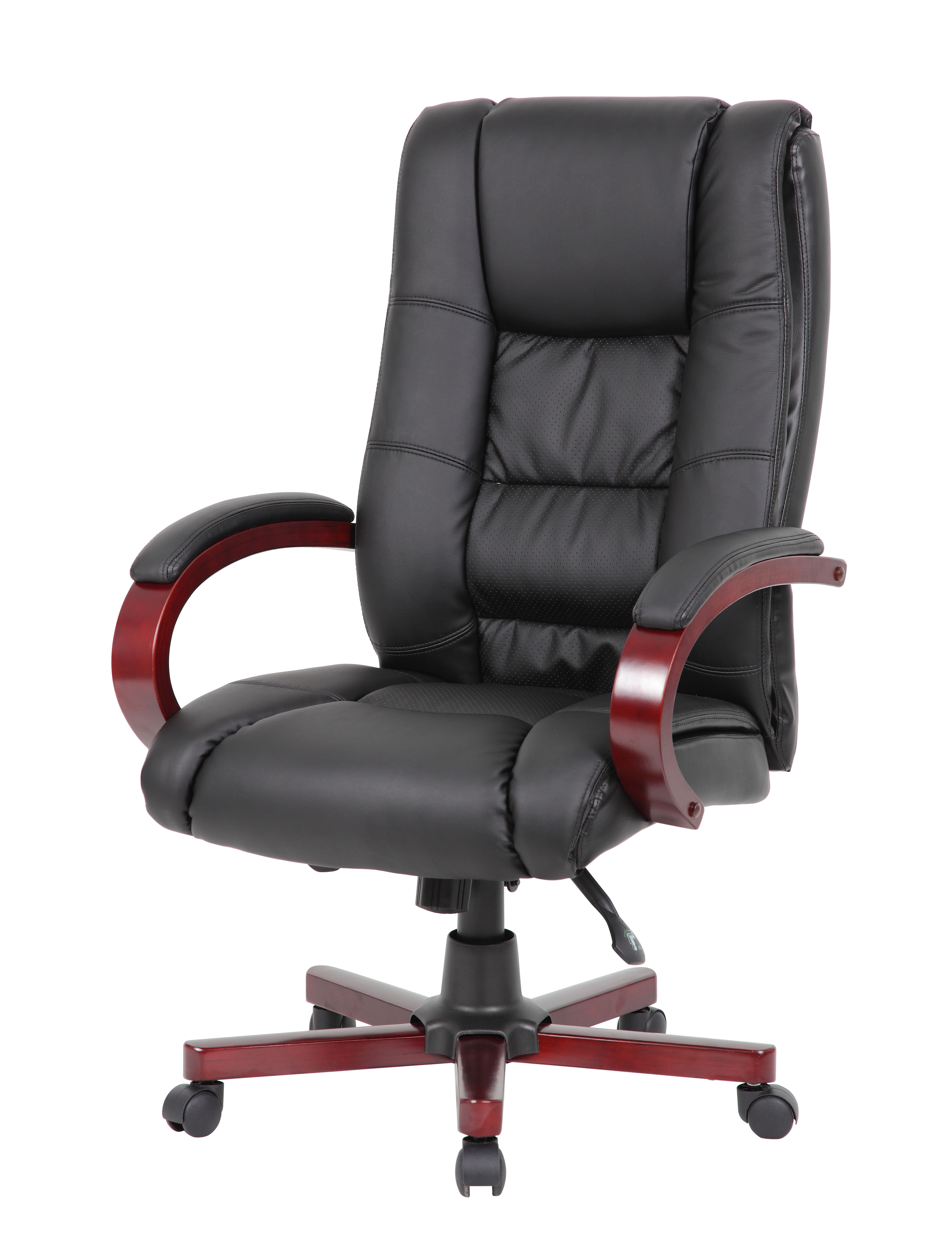 Boss High Back Executive Wood Finished Chairs, Mahogany - Image 3