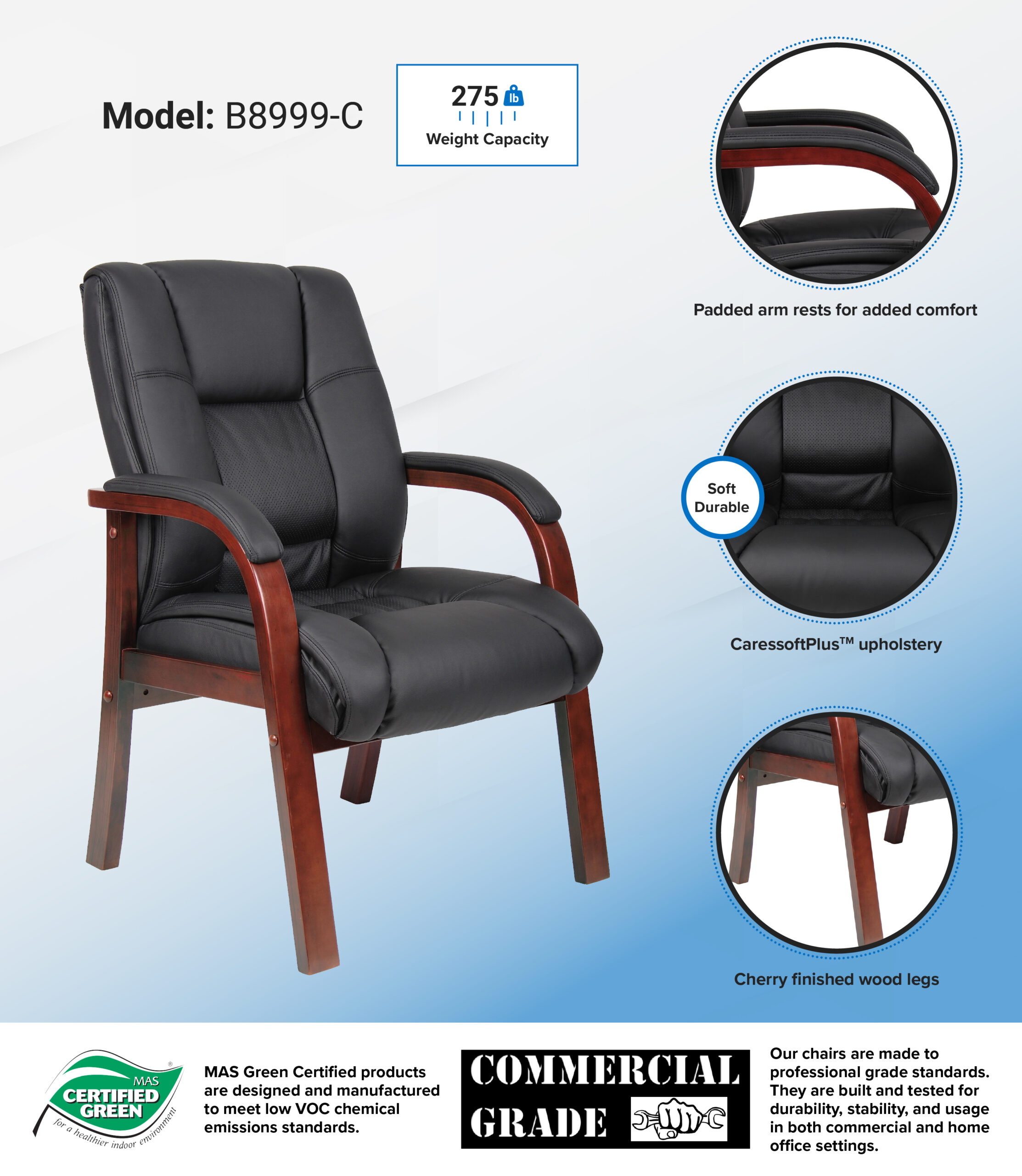 Boss Mid Back Wood Finished guest, accent or dining chair - Image 7