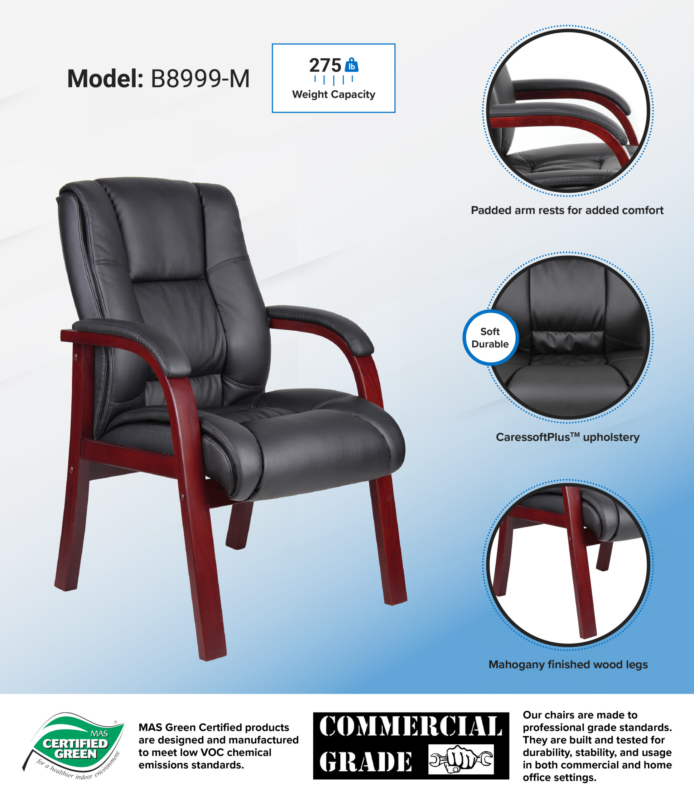 Boss Mid Back Wood Finished guest, accent or dining chair - Image 5