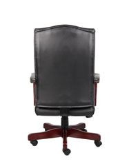 Boss Classic Black Caressoft Vinyl Chair With Mahogany Finish - Image 4
