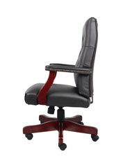 Boss Classic Black Caressoft Vinyl Chair With Mahogany Finish - Image 6