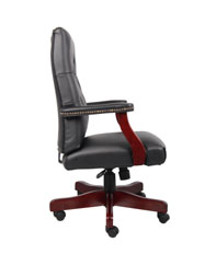Boss Classic Black Caressoft Vinyl Chair With Mahogany Finish - Image 7